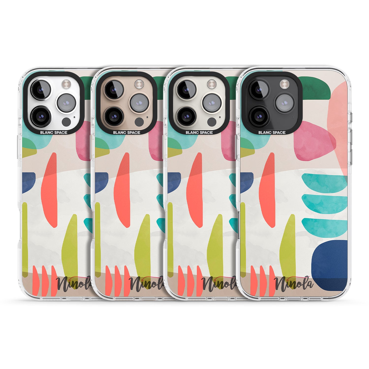 iPhone 16 Pro Max Organic Bold Shapes Black Impact Phone Case