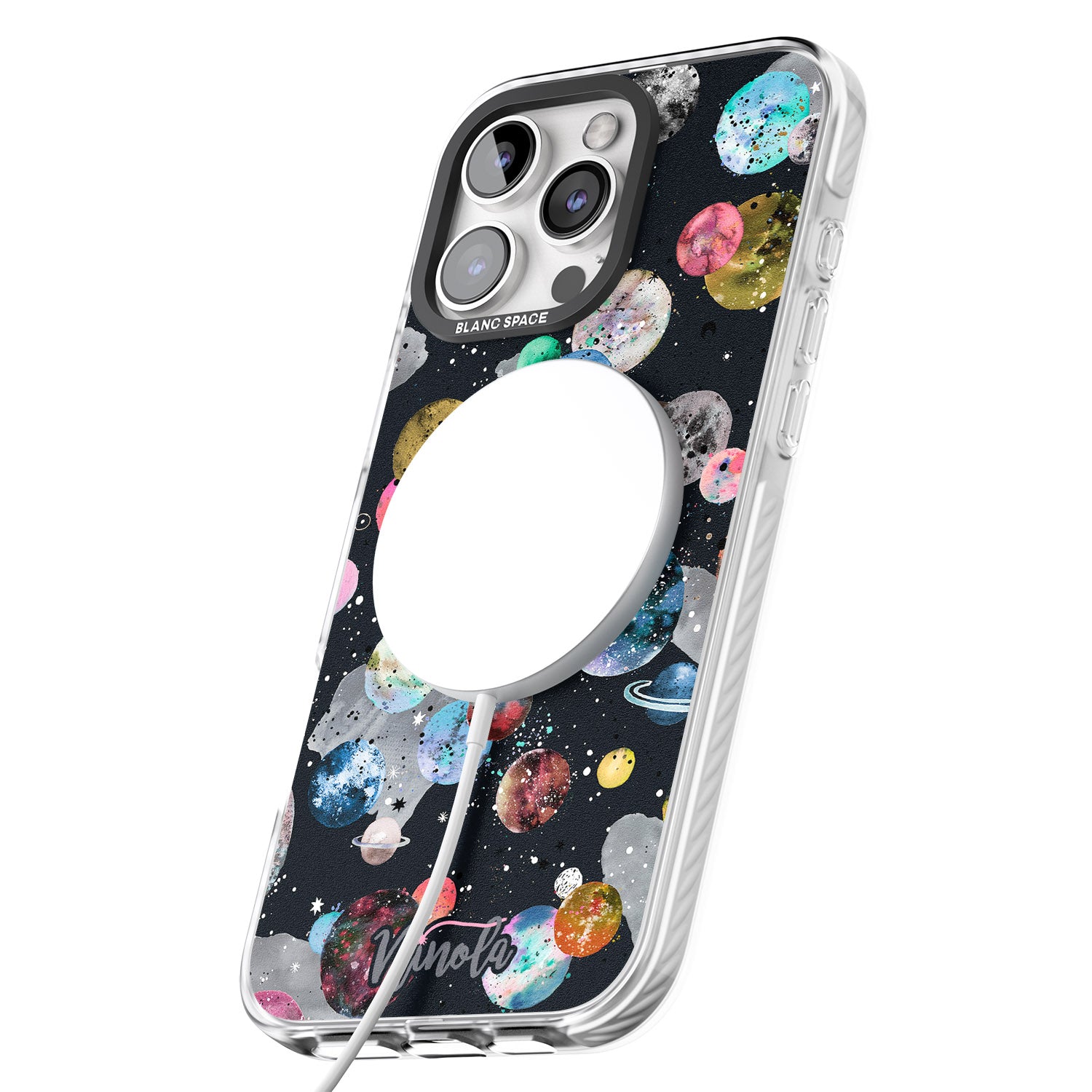 iPhone 16 Pro Max Space Planets Black Impact Phone Case