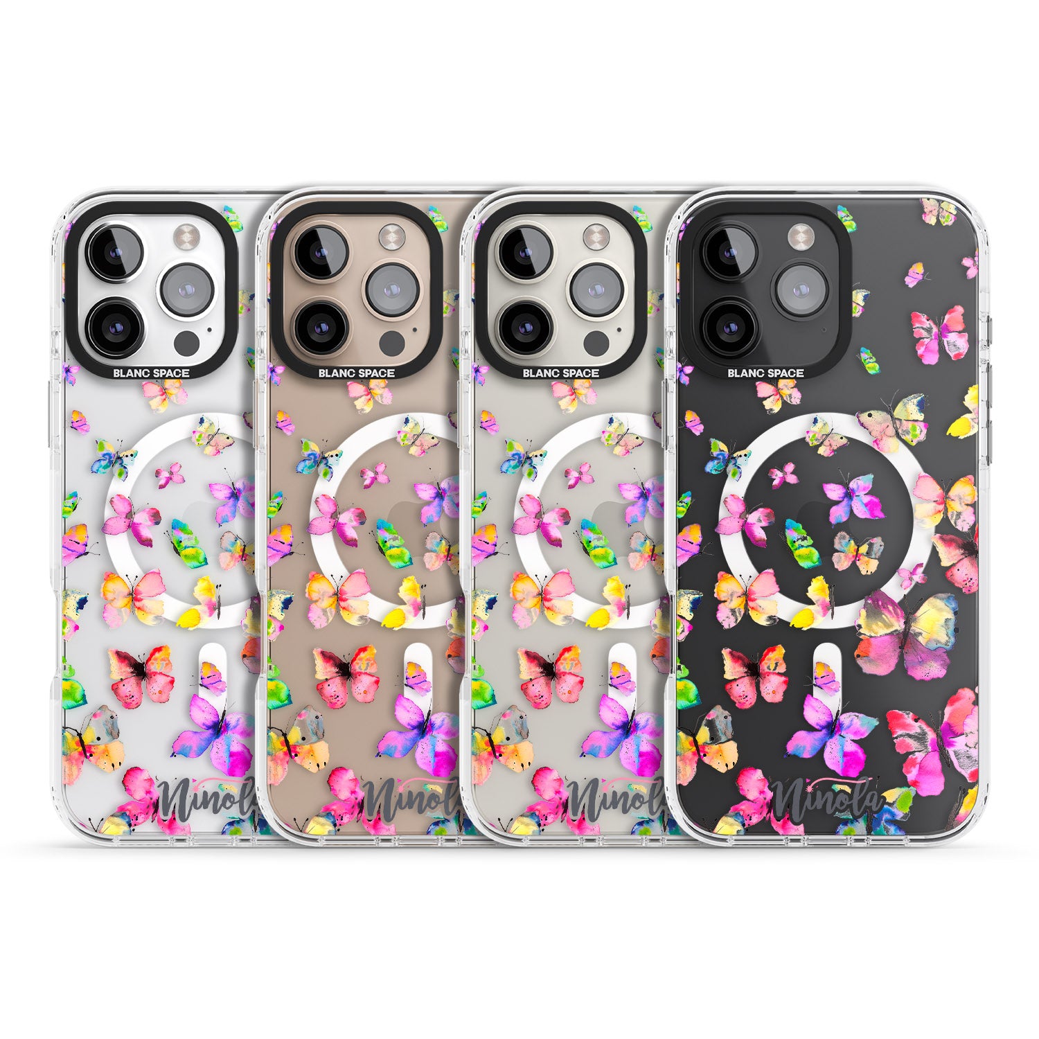 iPhone 16 Pro Max Watercolor Butterflies Black Impact Phone Case