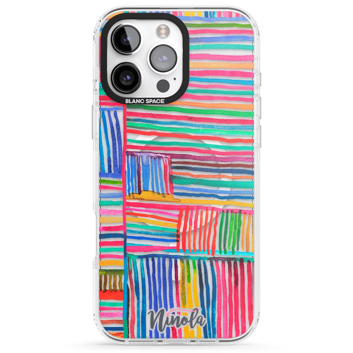 iPhone 16 Pro Max Watercolor Relaxing Lines Black Impact Phone Case