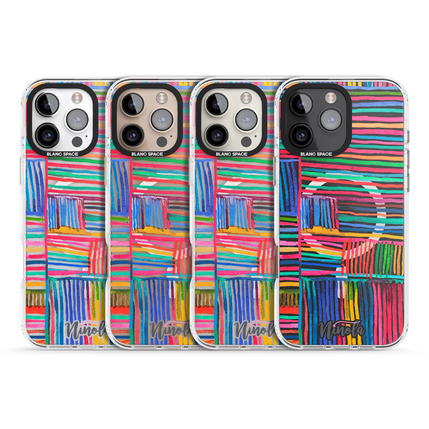 iPhone 16 Pro Max Watercolor Relaxing Lines Black Impact Phone Case