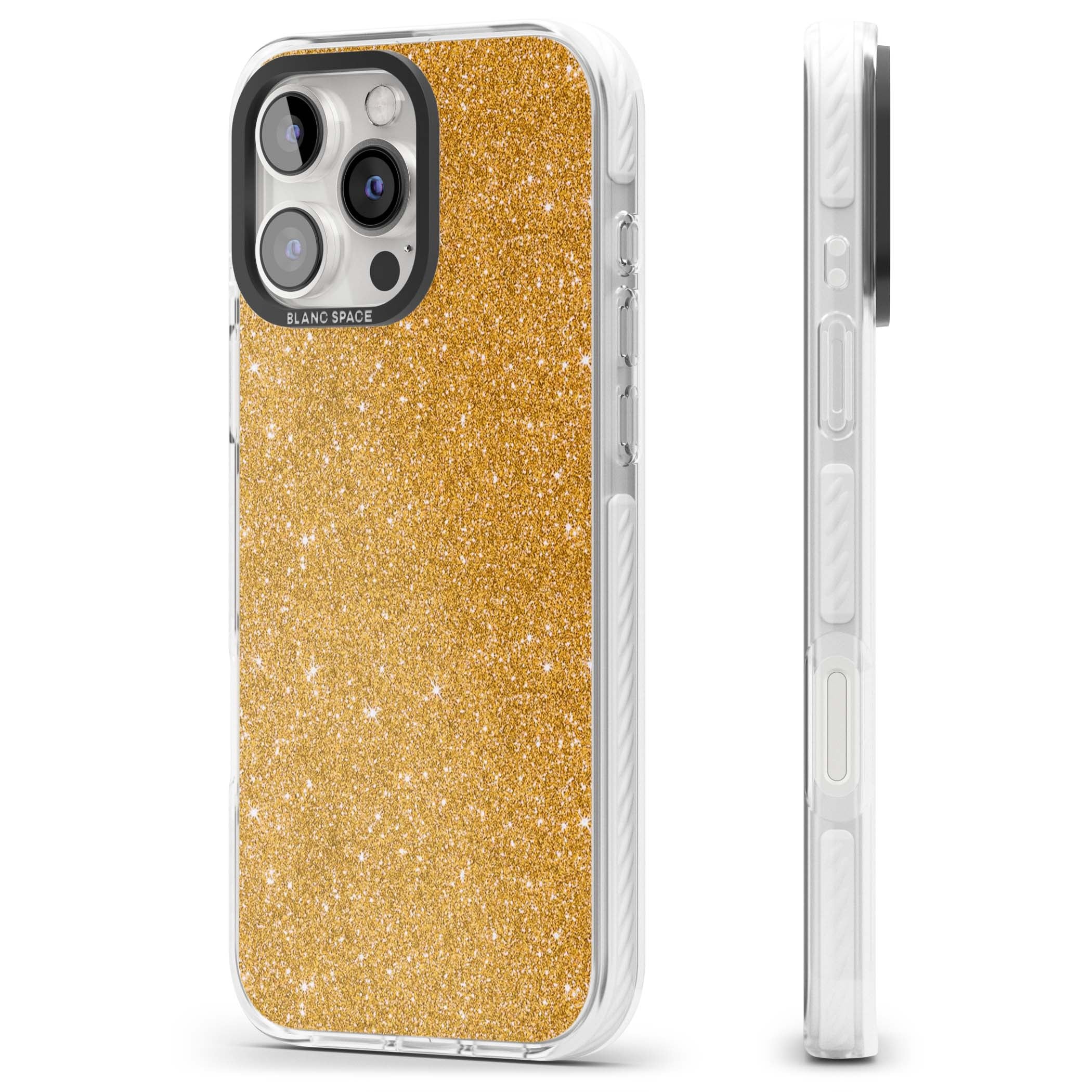 Gold Glitter gold glitter iPhone case featuring a shimmering sparkle wallpaper design in luxury gold | Impact Magsafe case for iPhone 16 Pro, iPhone 16 Pro Max