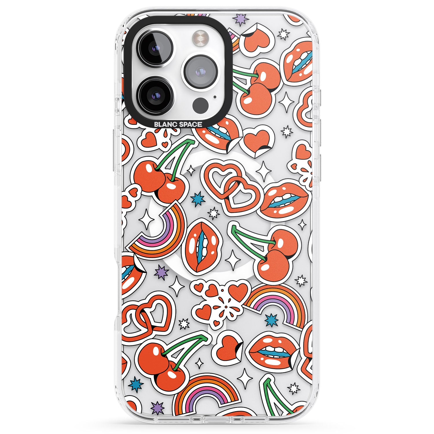 iPhone 16 Pro Max Red Sticker Pop Black Impact Phone Case