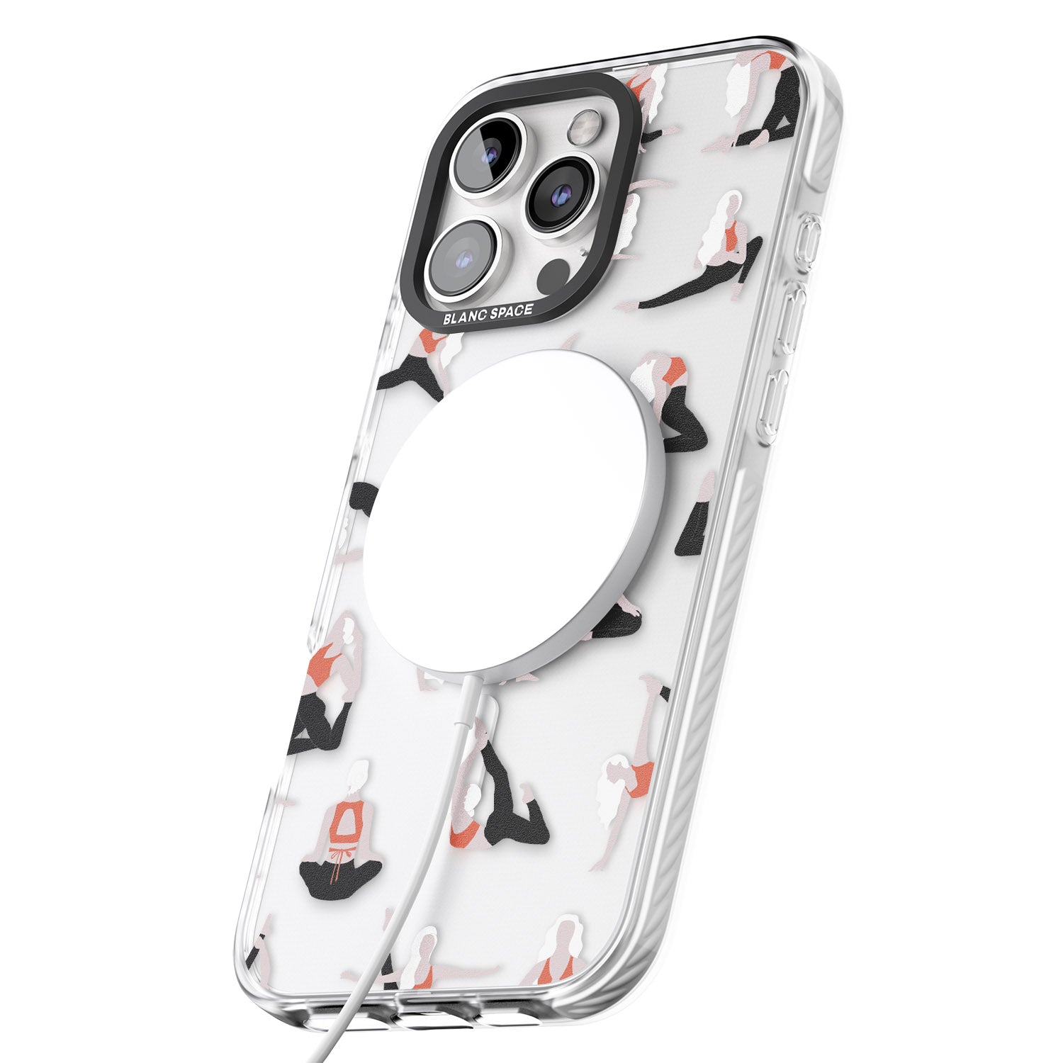 iPhone 16 Pro Max Yoga Poses Clear Black Impact Phone Case