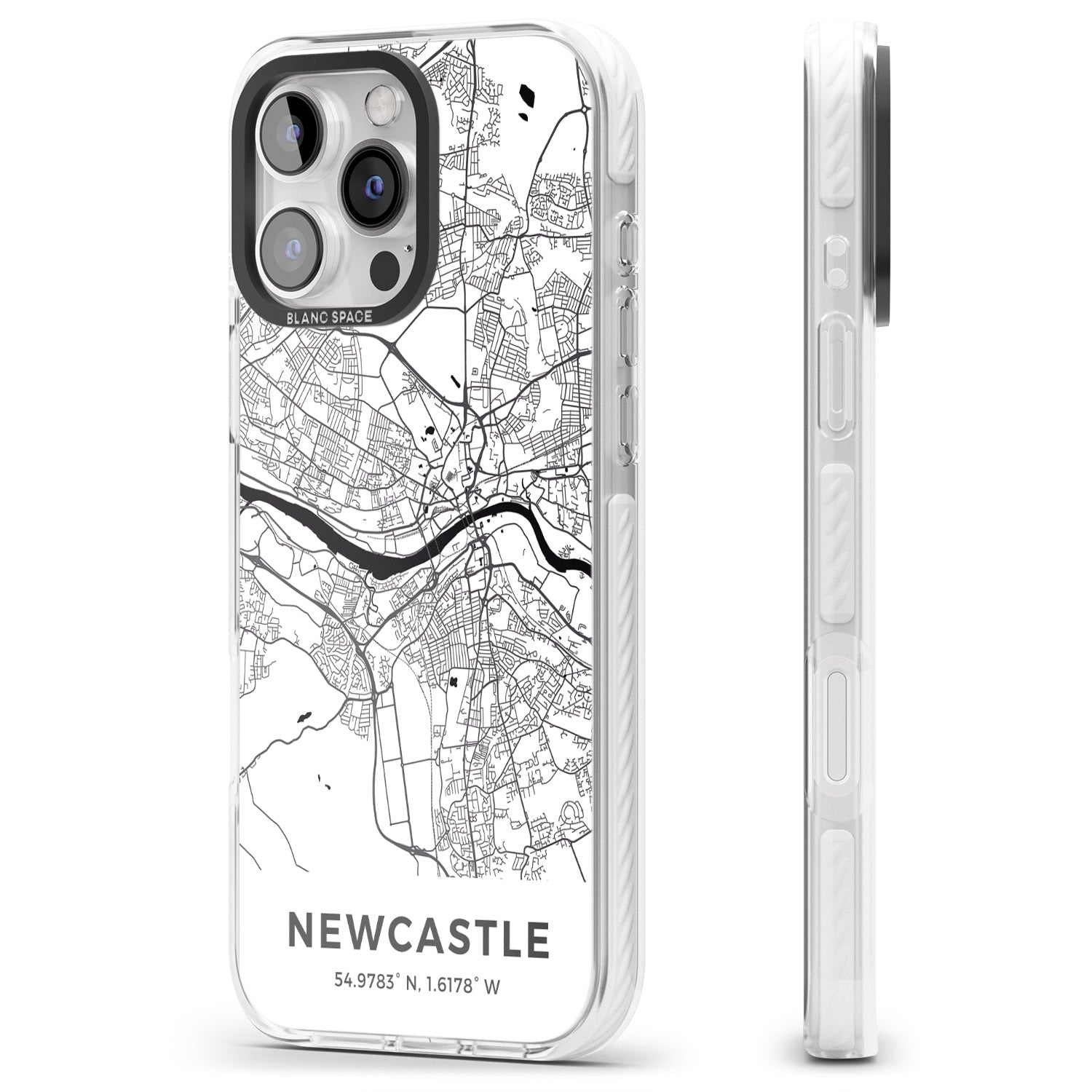 iPhone 16 Pro Max Map of Newcastle, England Black Impact Phone Case