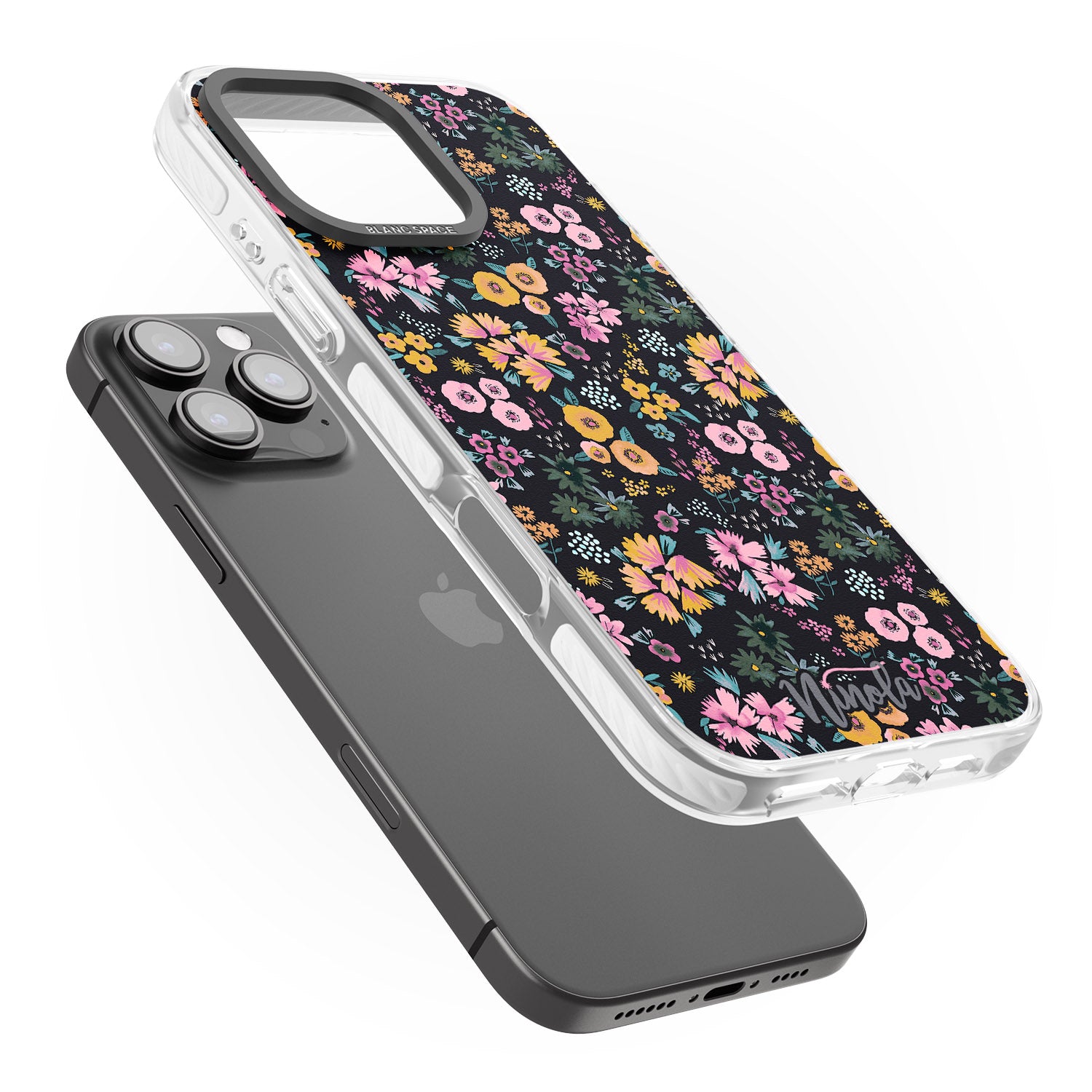 iPhone 16 Pro Max Little Flowers Black Impact Phone Case