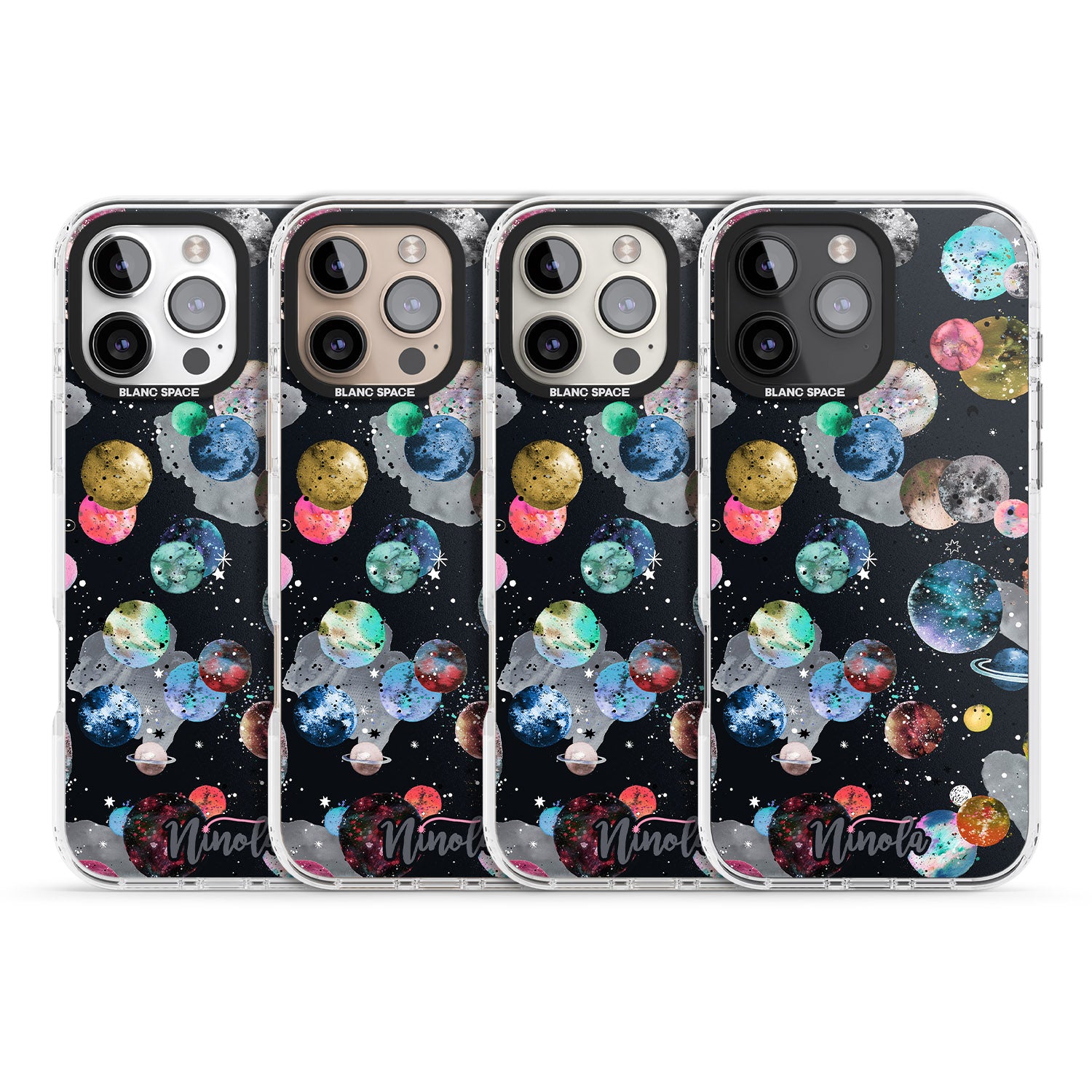 iPhone 16 Pro Max Space Planets Black Impact Phone Case