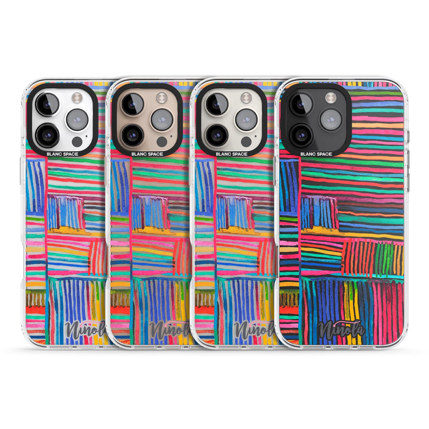 iPhone 16 Pro Max Watercolor Relaxing Lines Black Impact Phone Case