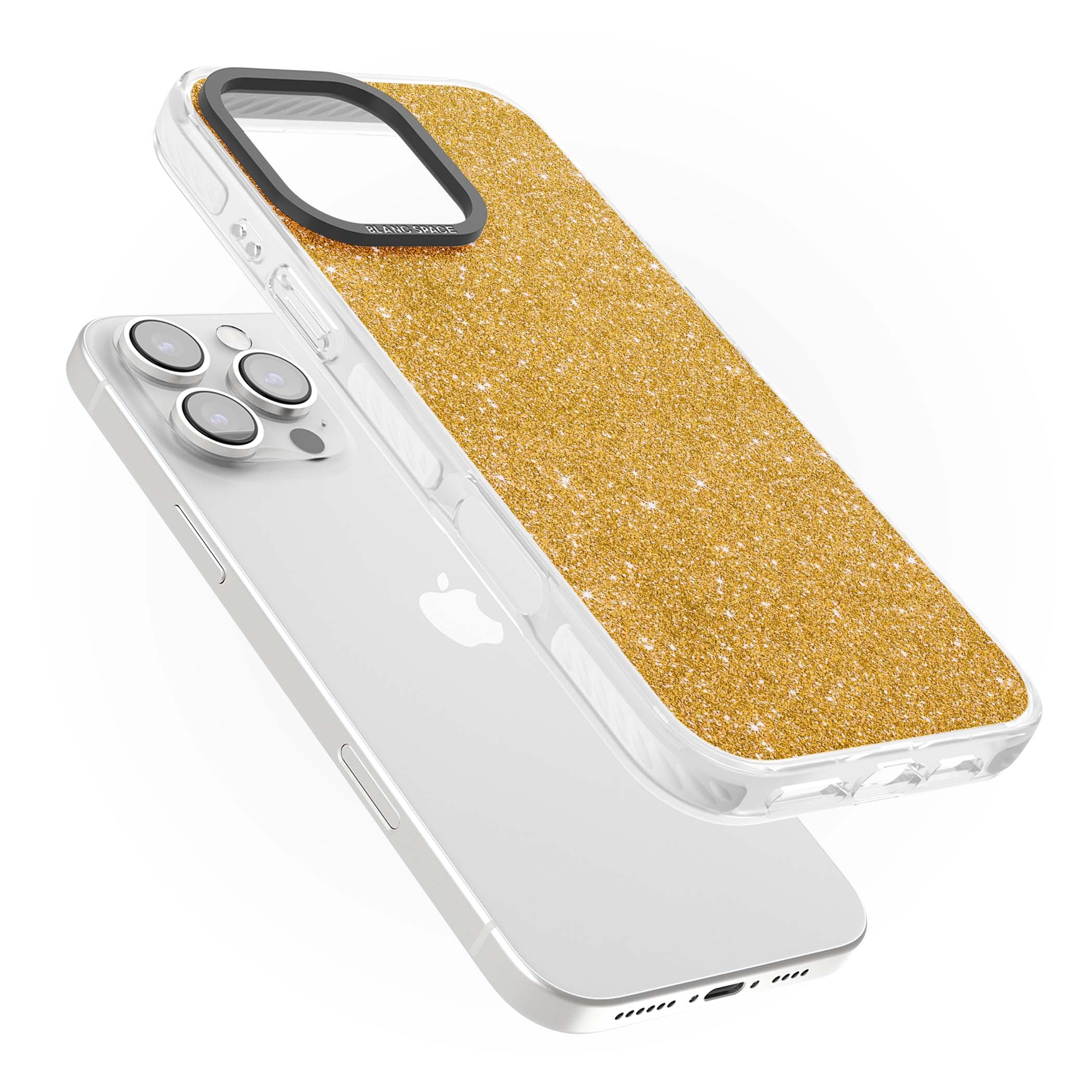 Gold Glitter gold glitter iPhone case featuring a shimmering sparkle wallpaper design in luxury gold | Clear Impact case for iPhone 16 Pro, iPhone 16 Pro Max