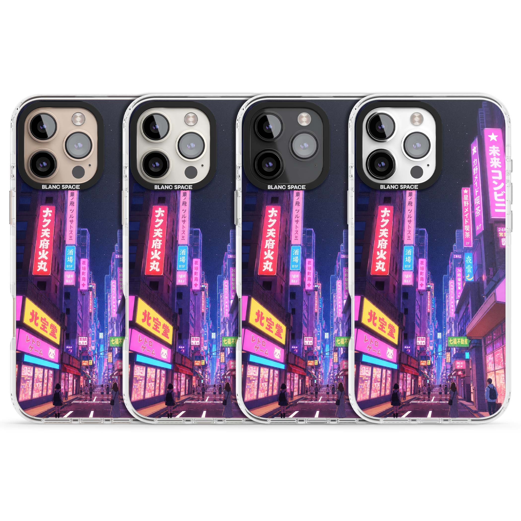 Shibuya At Night Japanese neon city iPhone case featuring glowing kanji signs, pink storefronts and a Tokyo street at n | Clear Impact case for iPhone 16 Pro, iPhone 16 Pro Max