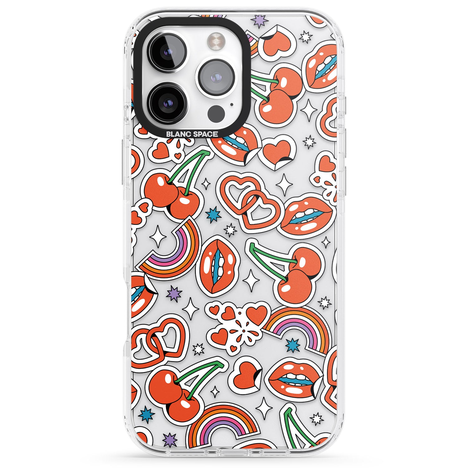 iPhone 16 Pro Max Red Sticker Pop Black Impact Phone Case