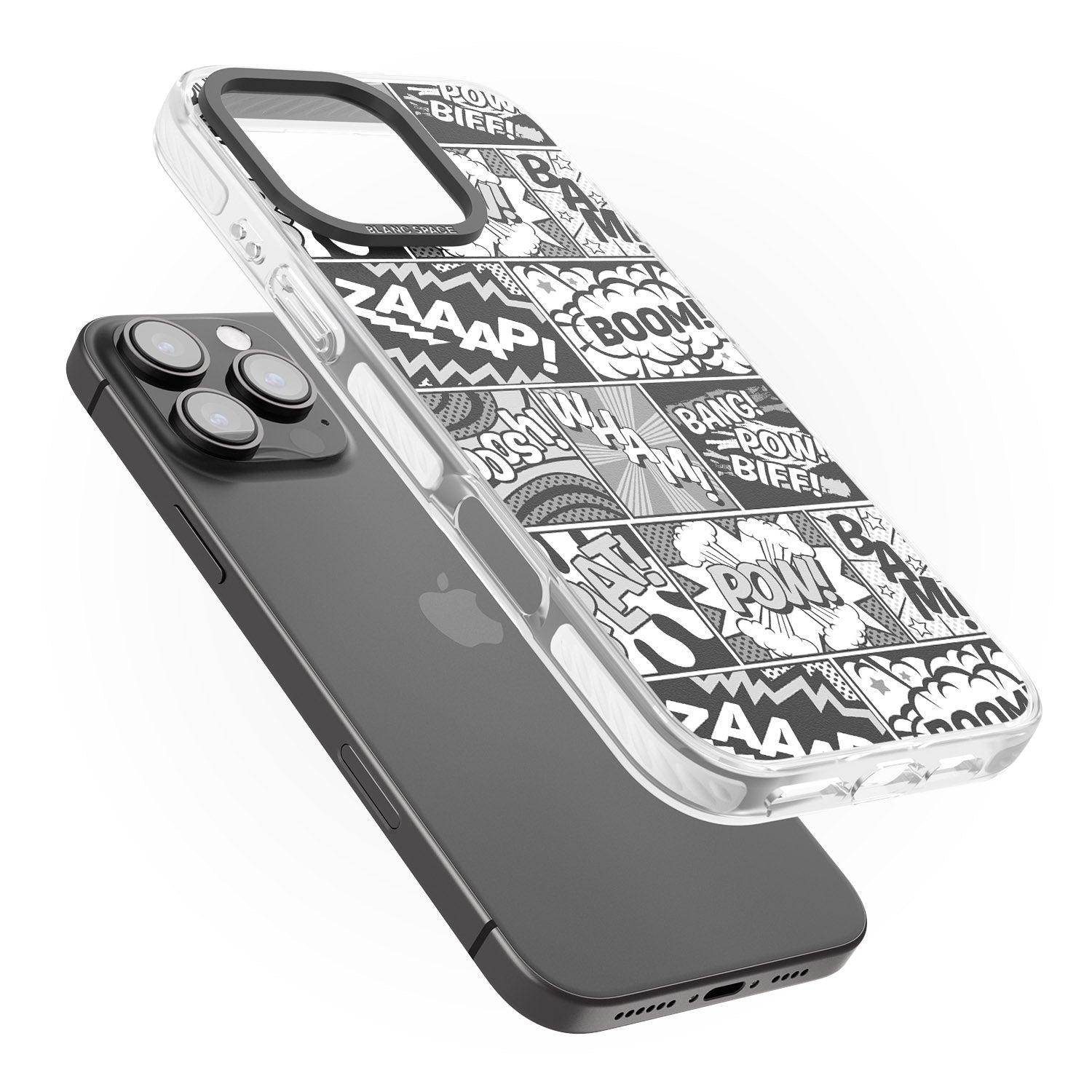 iPhone 16 Pro Max Onomatopoeia (Black & White) Black Impact Phone Case