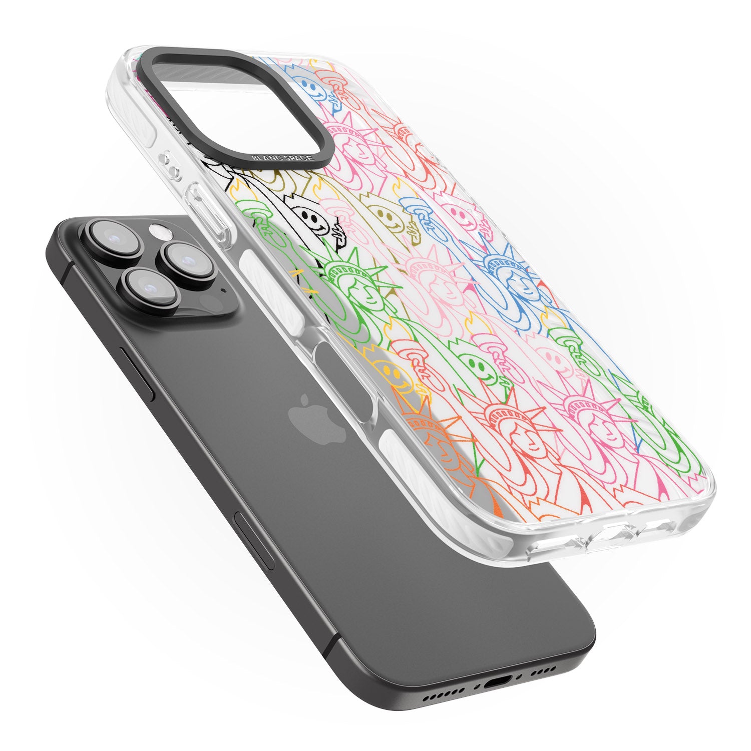 iPhone 16 Pro Max Multicolour Liberty Line Pattern Black Impact Phone Case