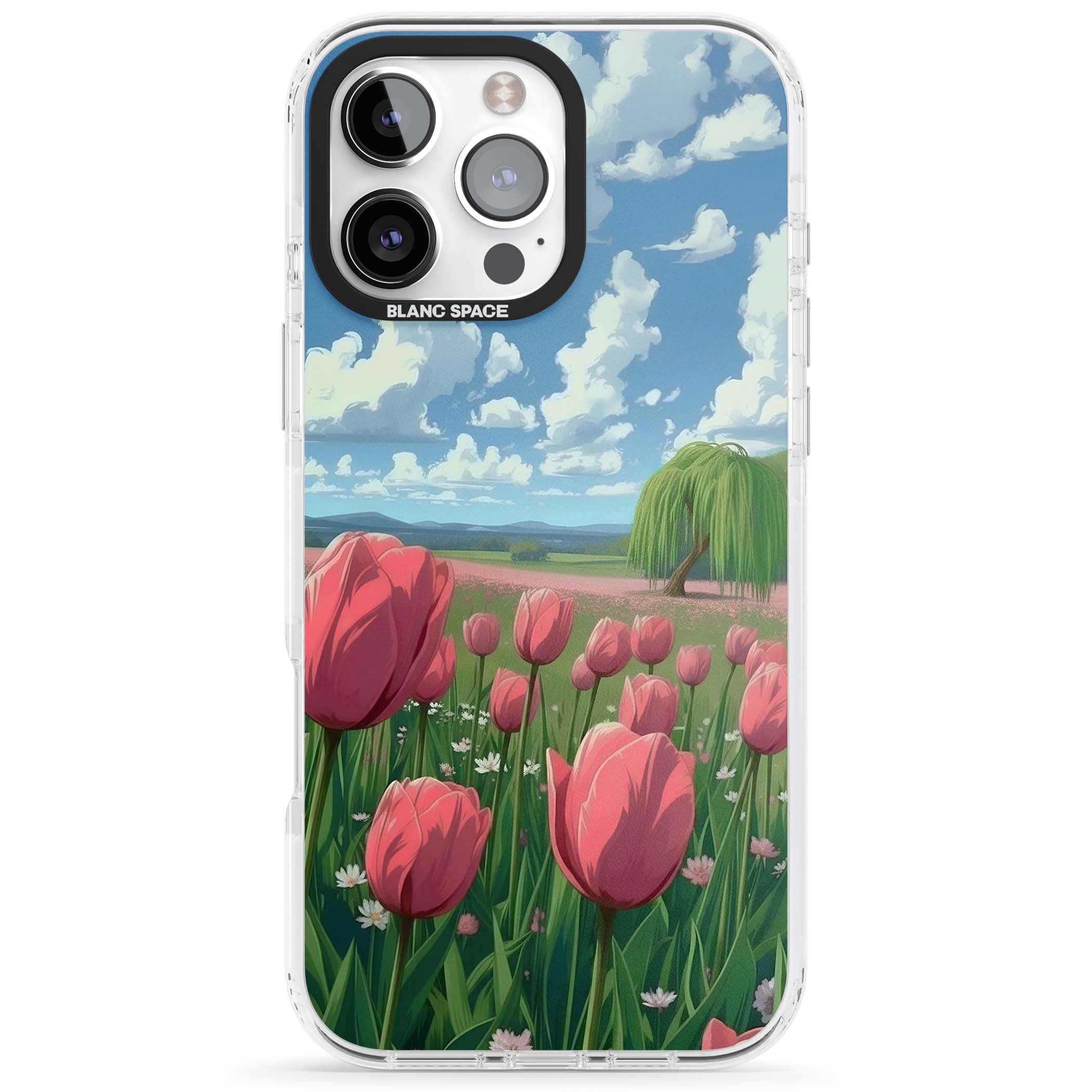 Willow By The Pink Tulips floral iPhone case | Clear Impact case for iPhone 16 Pro, iPhone 16 Pro Max