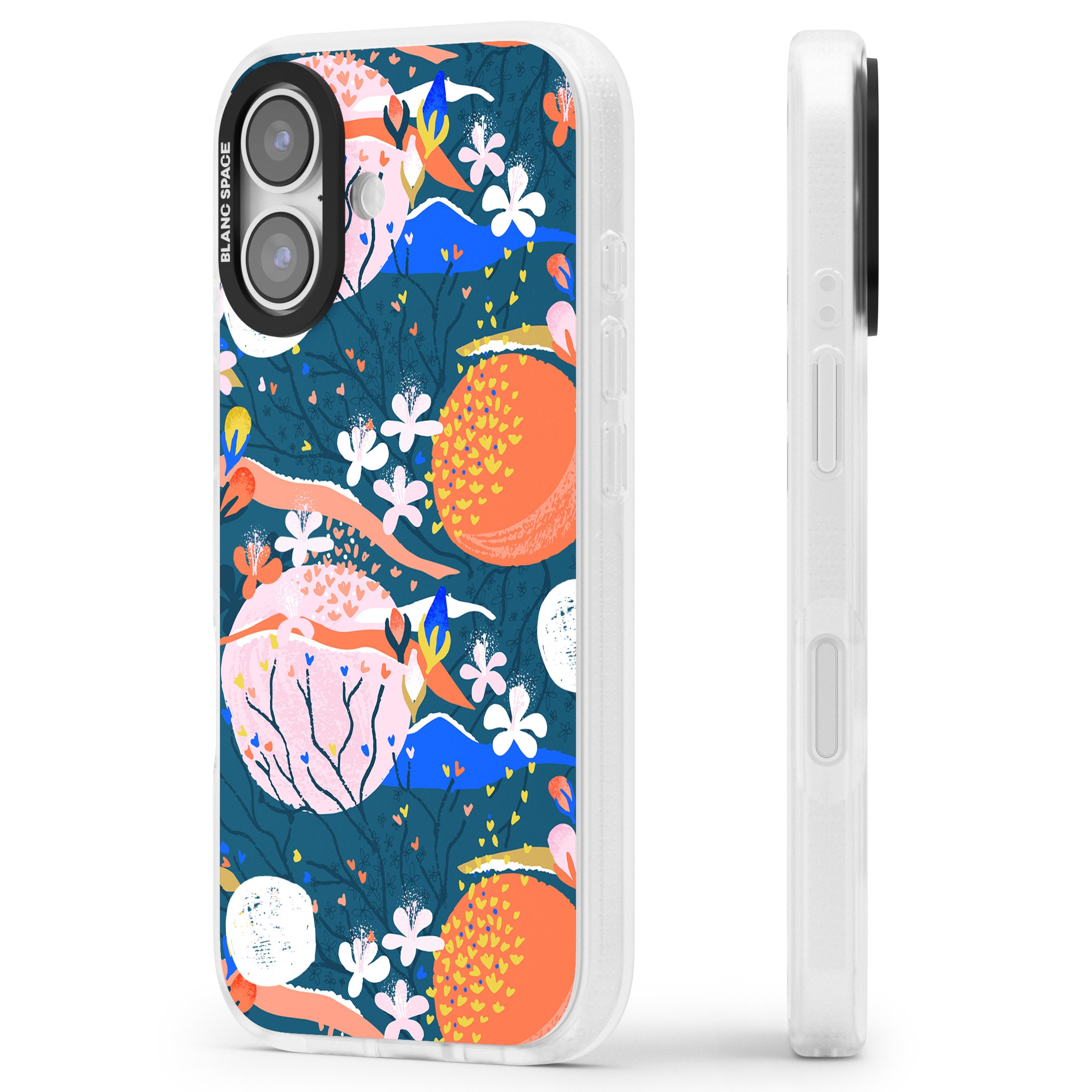 Vibrant Coral Pattern iPhone 17 Impact Air Clear Phone Case Side Profile