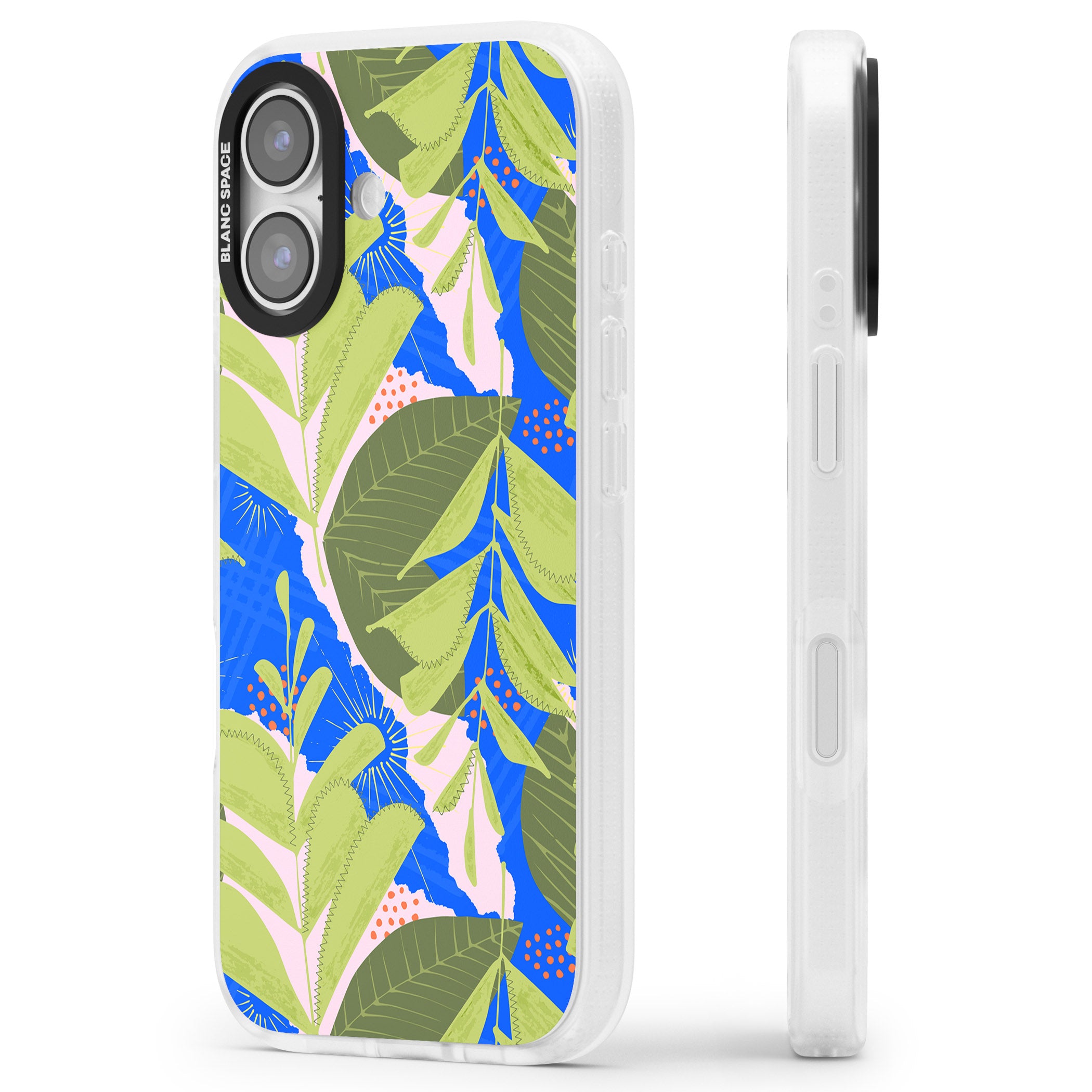 Fern Leaves Abstract Pattern iPhone 17 Impact Air Clear Phone Case Side Profile