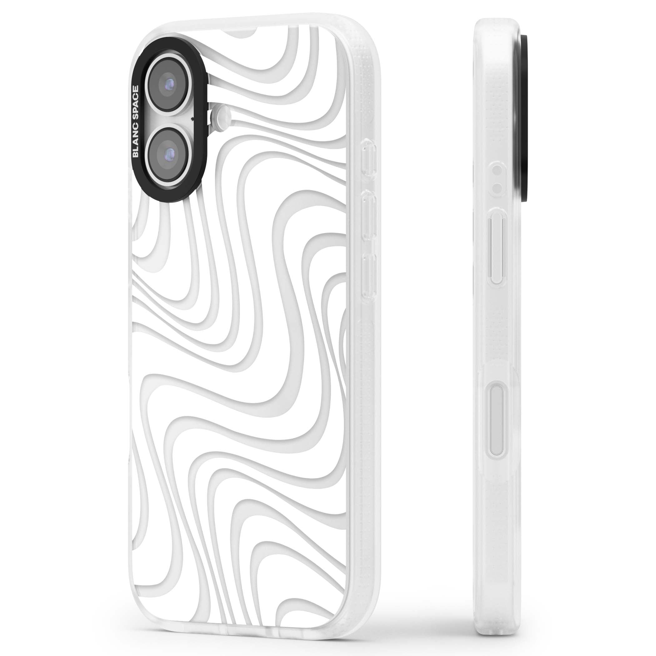 White Abstract Waves abstract iPhone case featuring flowing grey wave pattern on clear background | Clear Case Impact Air case for iPhone 17