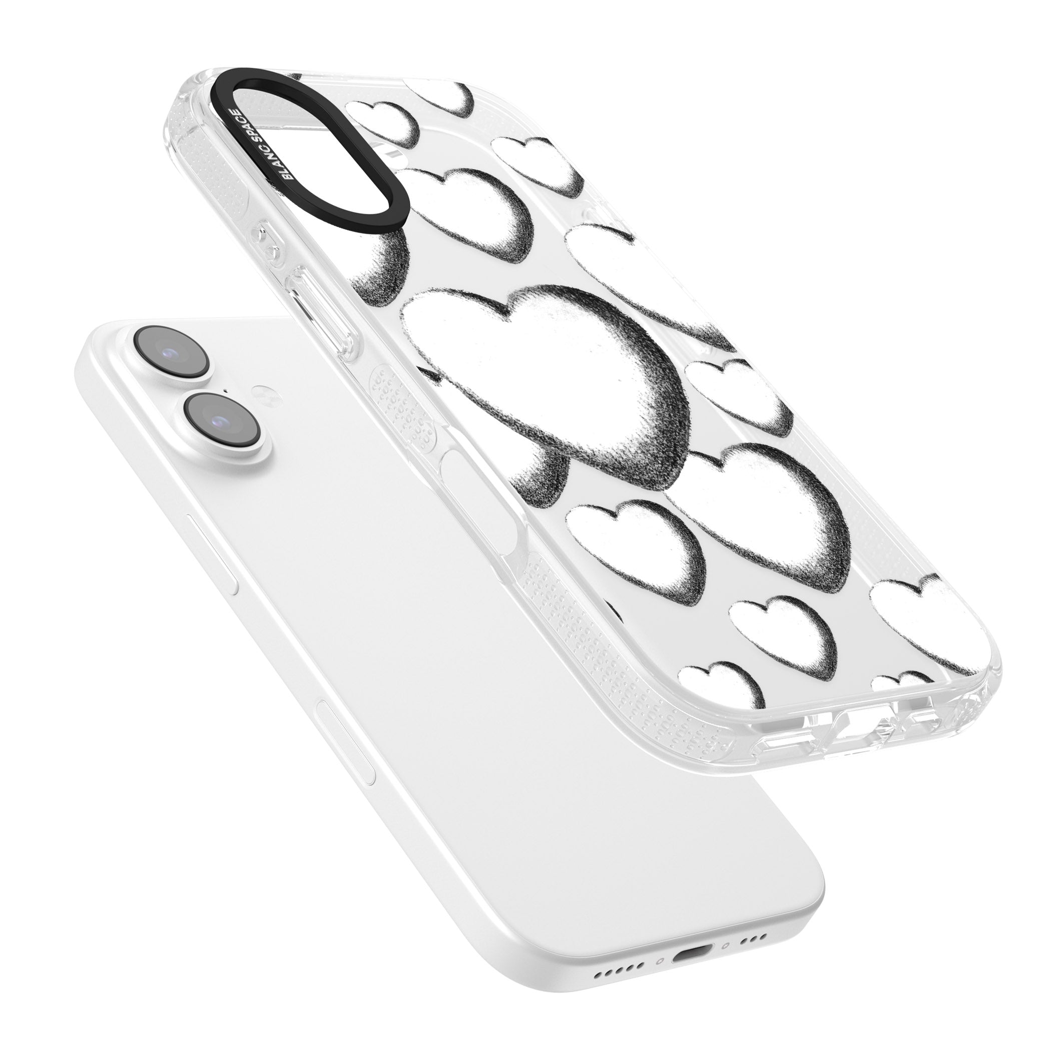 Hand Drawn Hearts iPhone 17 Impact Air Clear Phone Case Colours