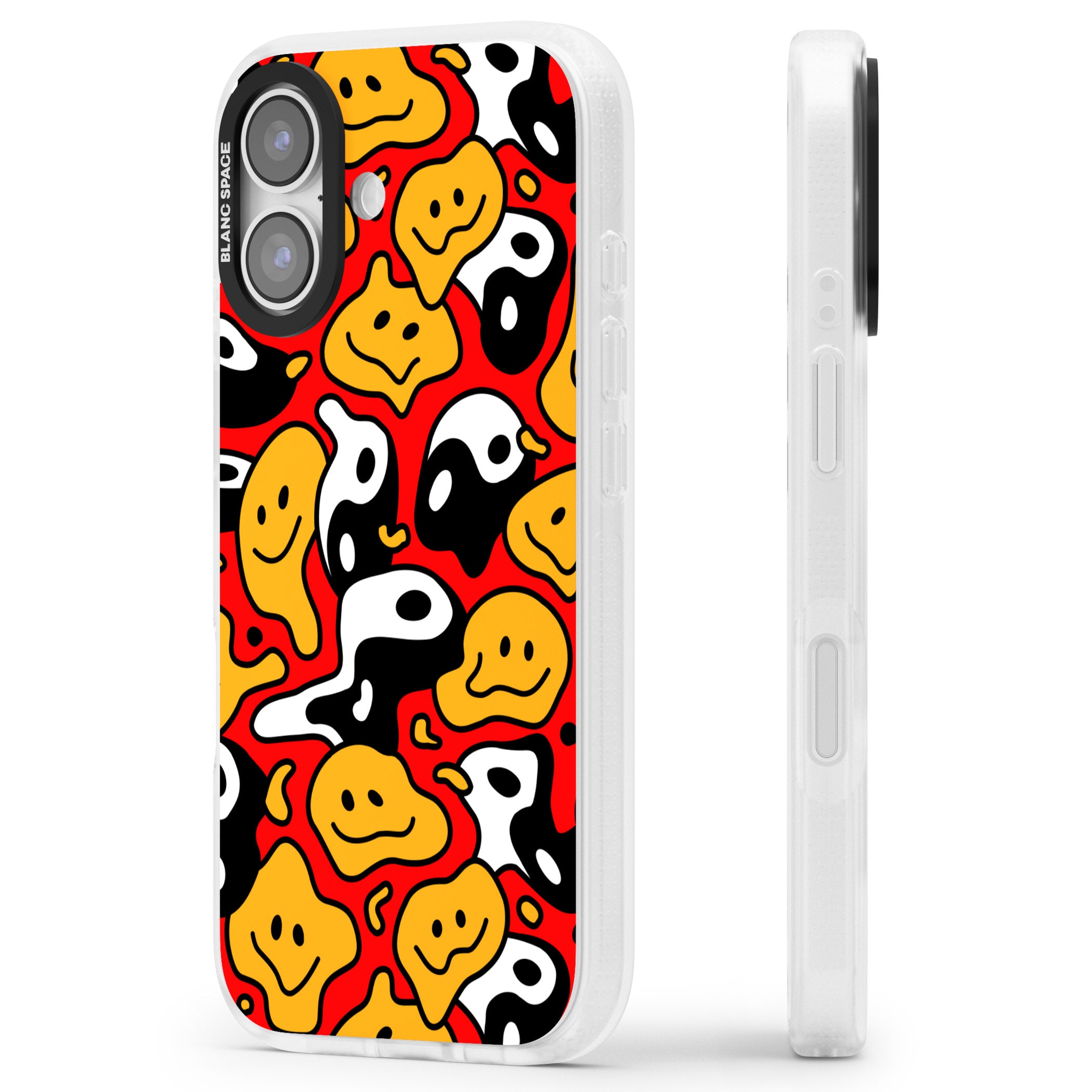 Yin Yang Acid Face iPhone 17 Impact Air Clear Phone Case Side Profile