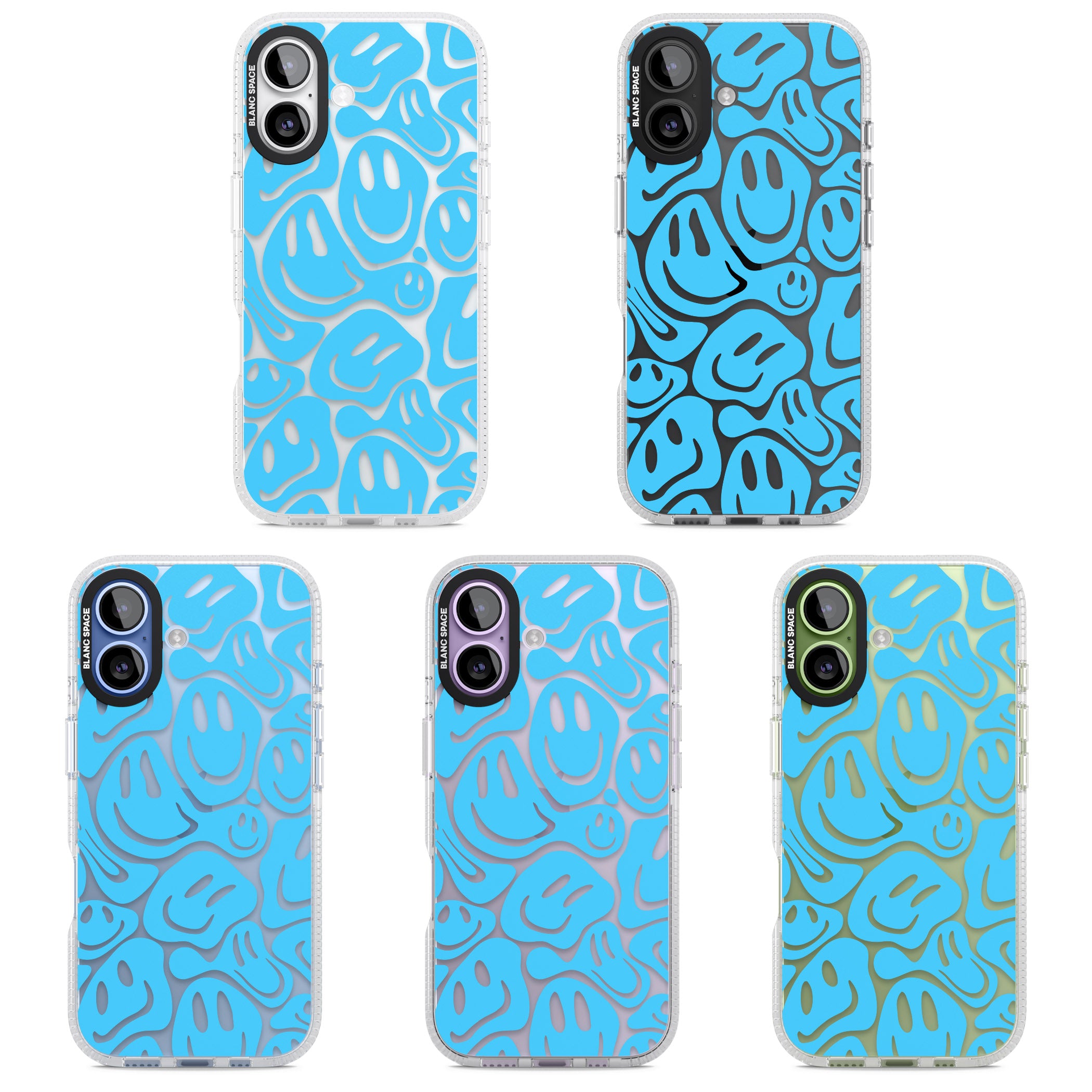 Blue Acid Faces iPhone 17 Impact Air Clear Phone Case APT Impact Protection