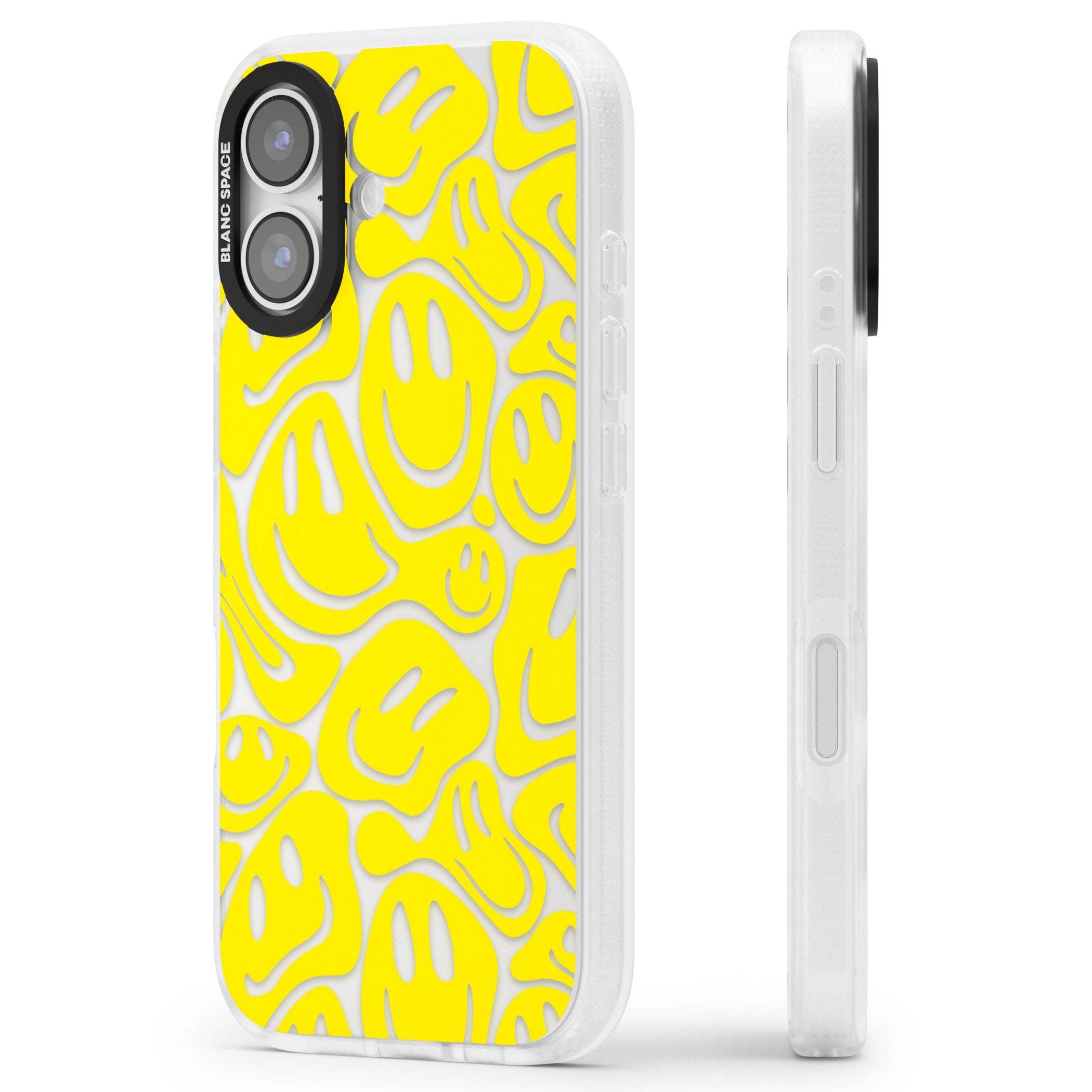 Yellow Acid Faces iPhone 17 Impact Air Clear Phone Case Side Profile