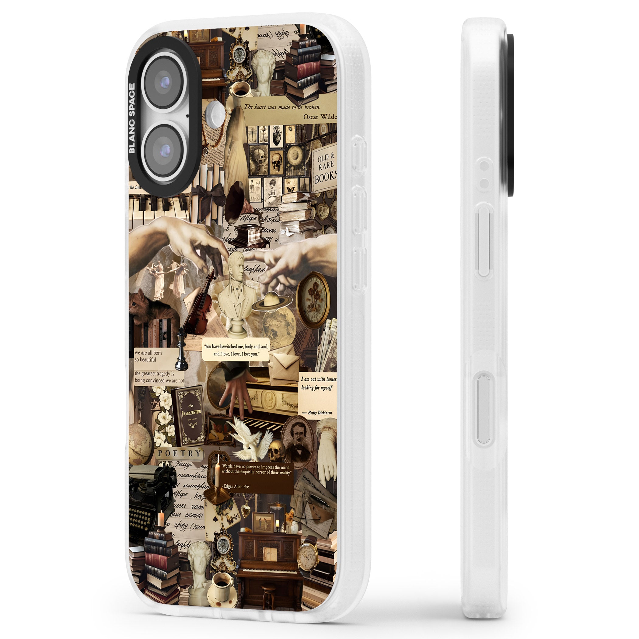 Antique Collage iPhone 17 Impact Air Clear Phone Case Side Profile