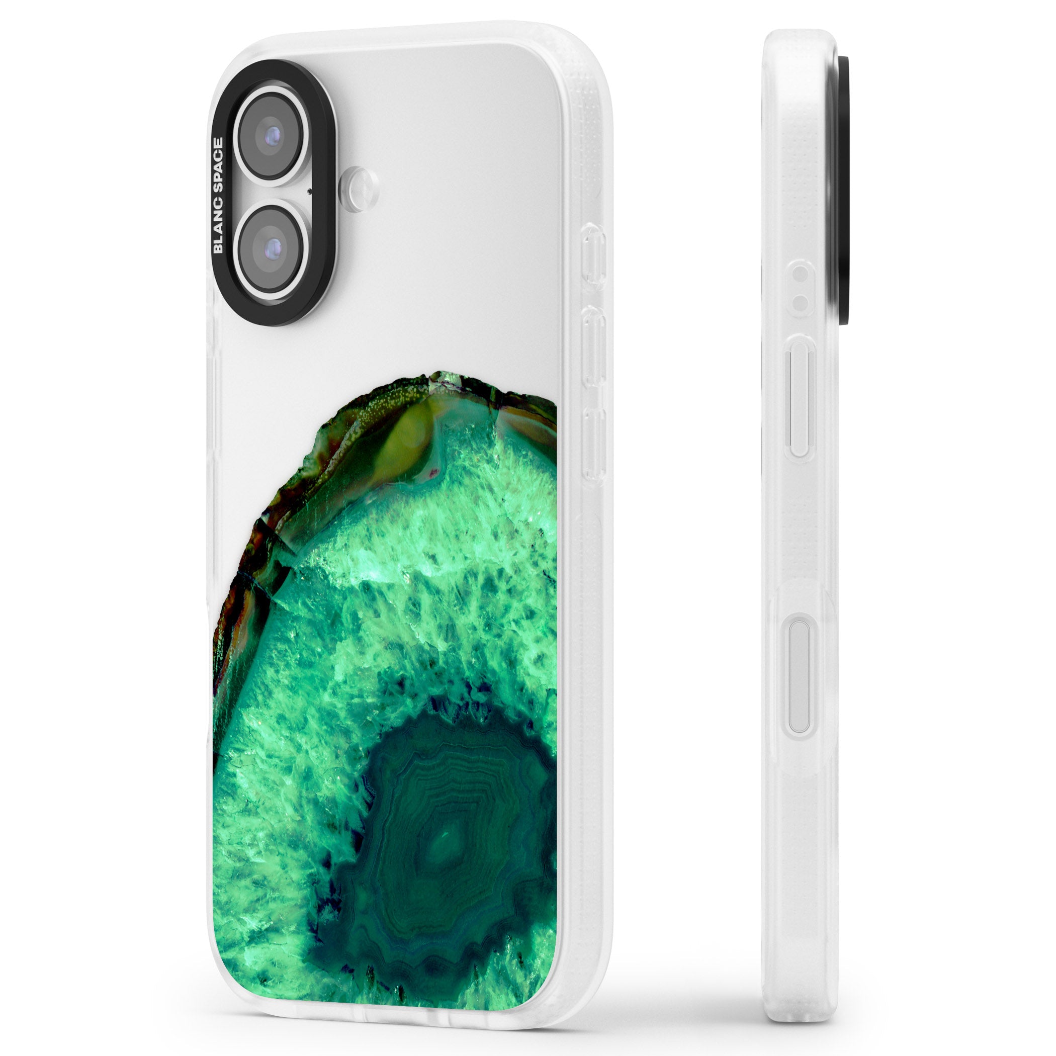 Emerald Geode iPhone 17 Impact Air Clear Phone Case Side Profile