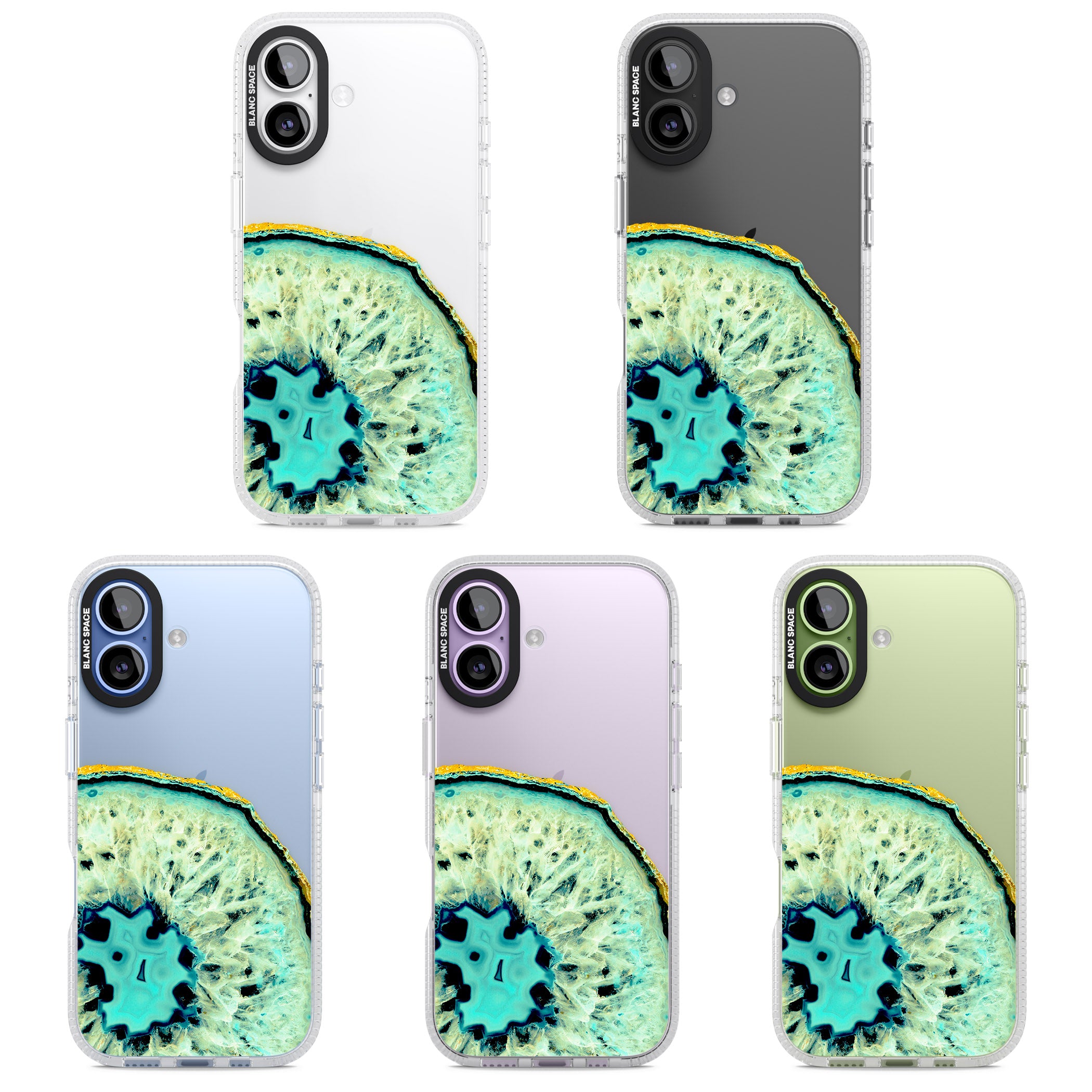 Turquoise Geode Crystal iPhone 17 Impact Air Clear Phone Case APT Impact Protection