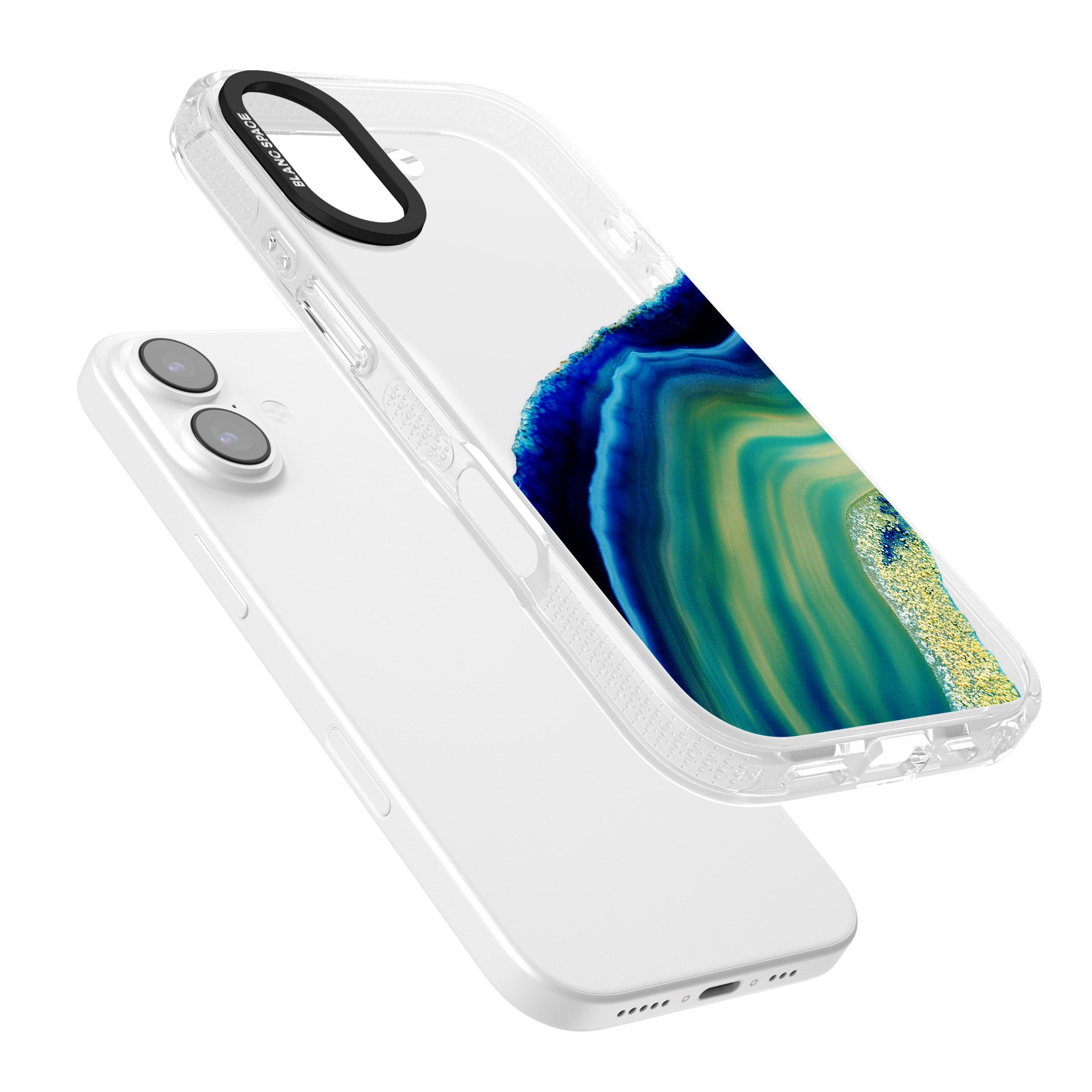 Green & Blue Emerald Geode iPhone 17 Impact Air Clear Phone Case Colours