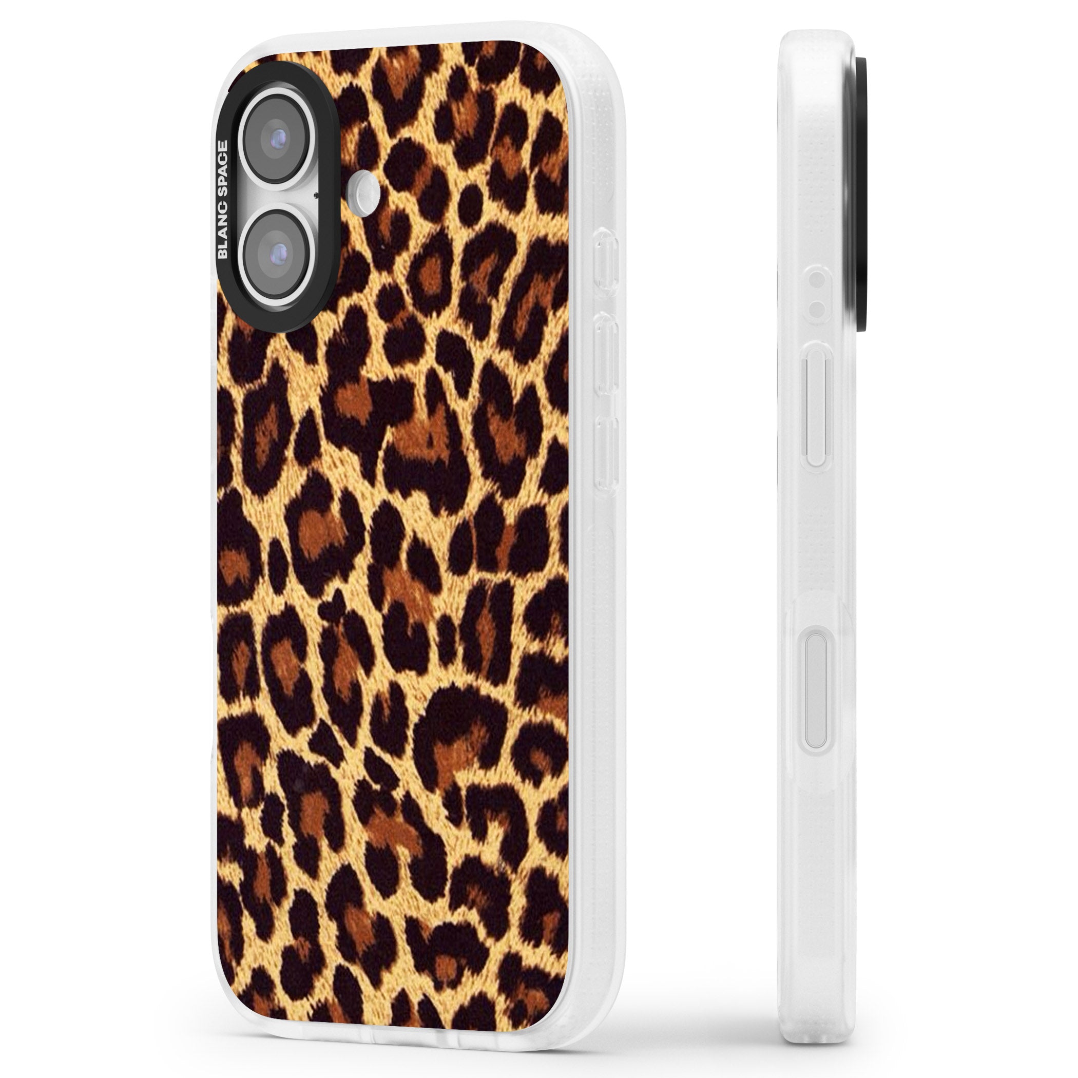 Gold Leopard Print iPhone 17 Impact Air Clear Phone Case Side Profile