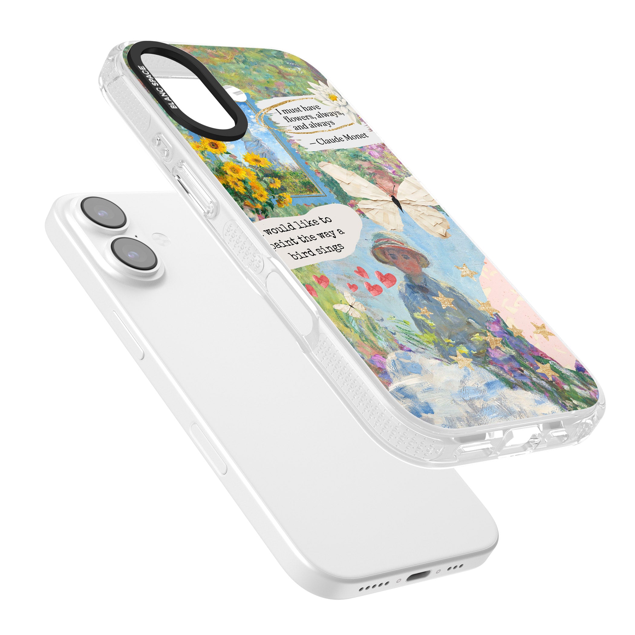 Monet 'Way A Bird Sings' Collage iPhone 17 Impact Air Clear Phone Case Colours