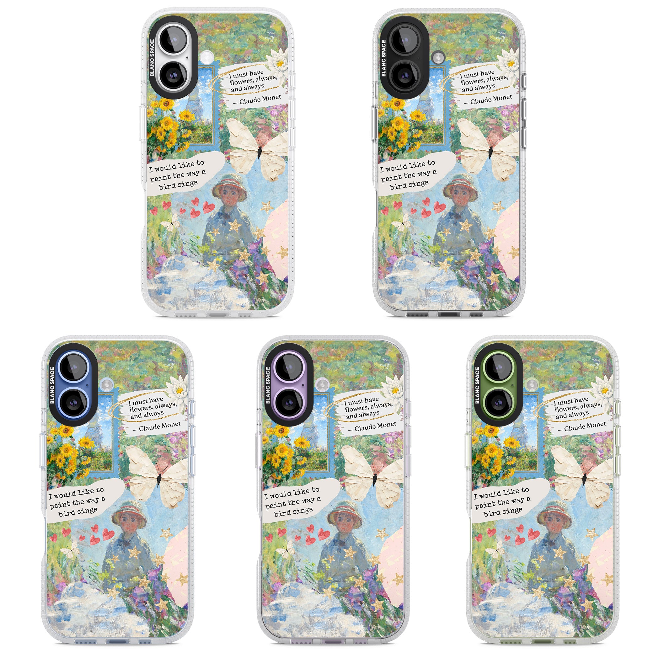 Monet 'Way A Bird Sings' Collage iPhone 17 Impact Air Clear Phone Case APT Impact Protection