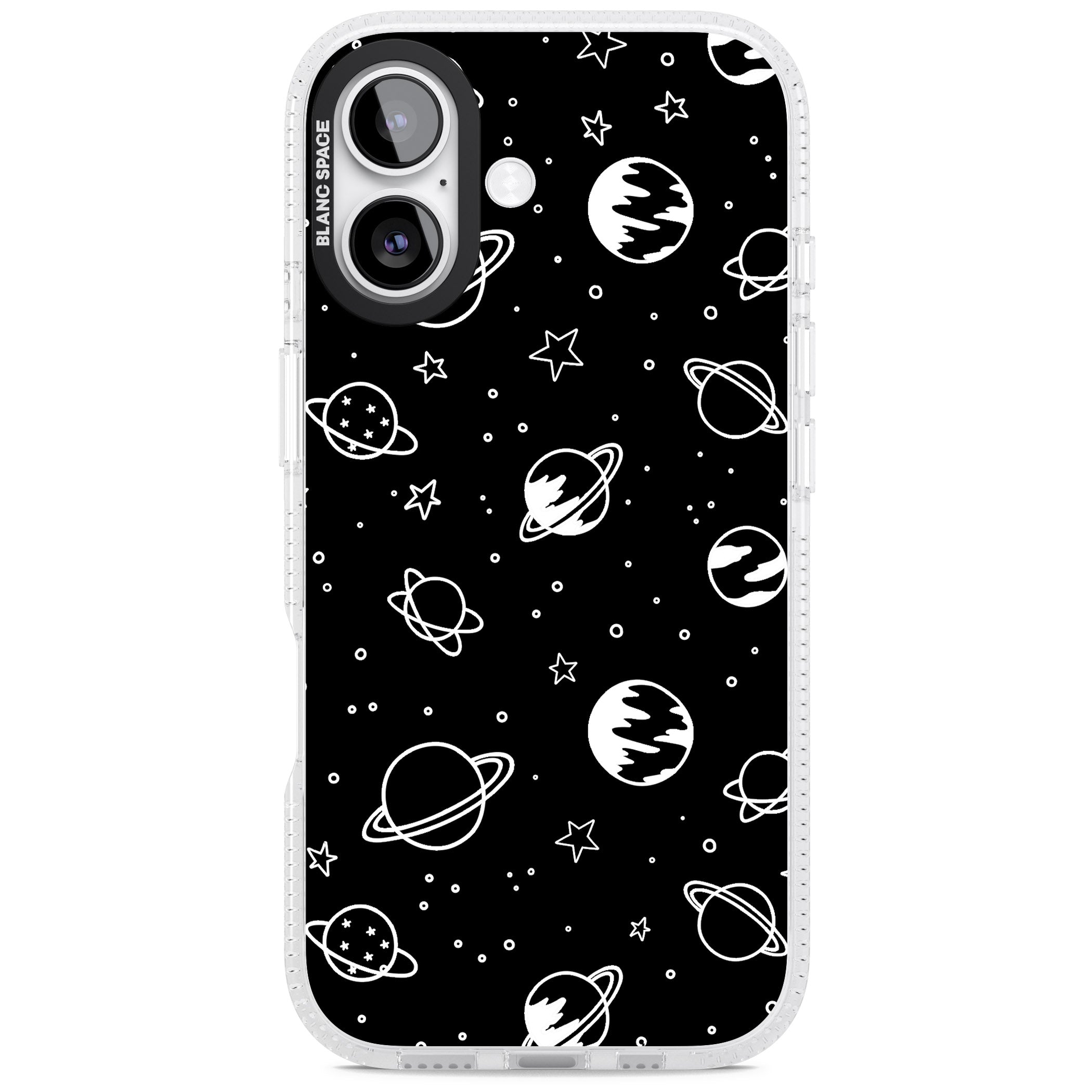 Cosmic Sketch White Black iPhone 17 Impact Air Clear Phone Case