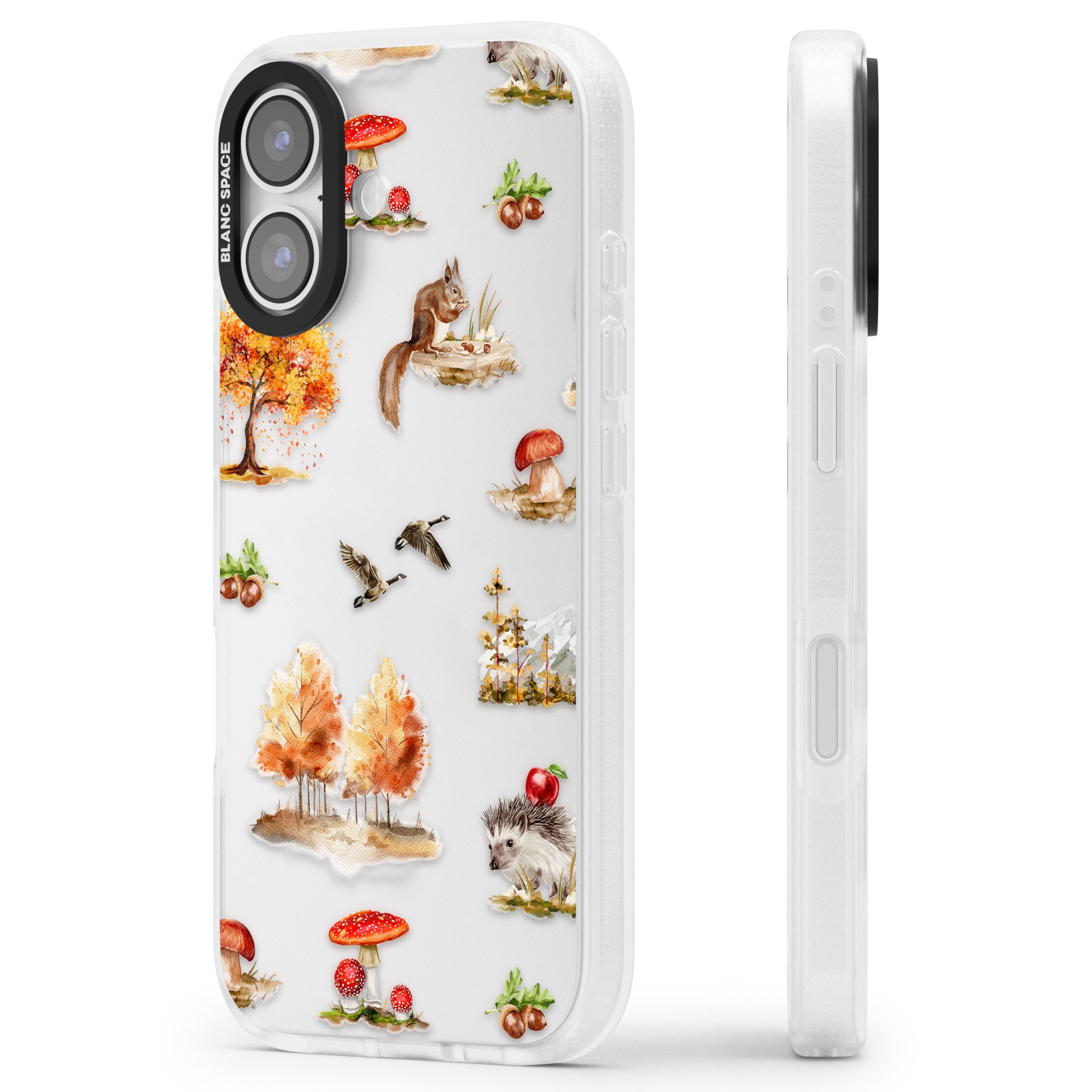 Fall Forest Friends iPhone 17 Impact Air Clear Phone Case Side Profile