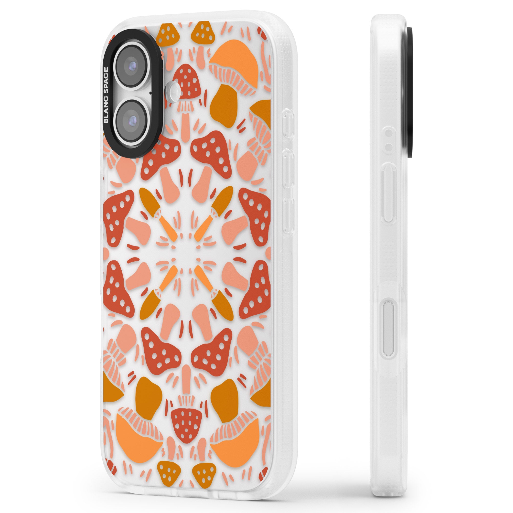 Mushroom Medley iPhone 17 Impact Air Clear Phone Case Side Profile