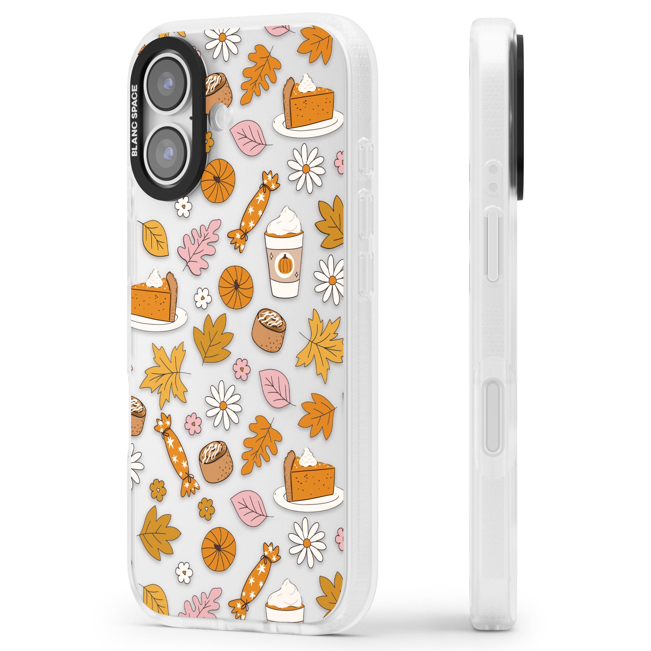 Pumpkin Spice iPhone 17 Impact Air Clear Phone Case Side Profile