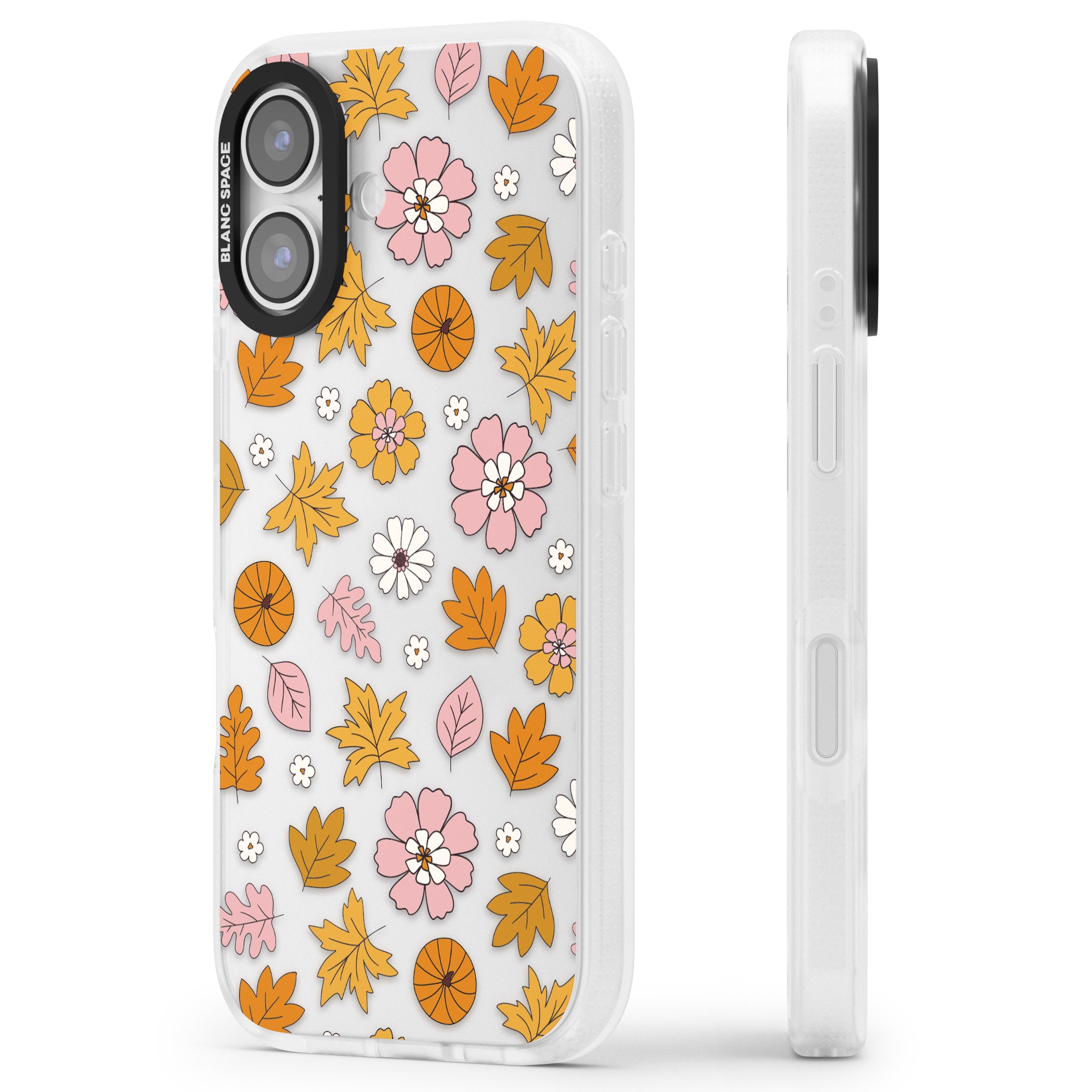Autumn Leaves And Flowers iPhone 17 Impact Air Clear Phone Case Side Profile