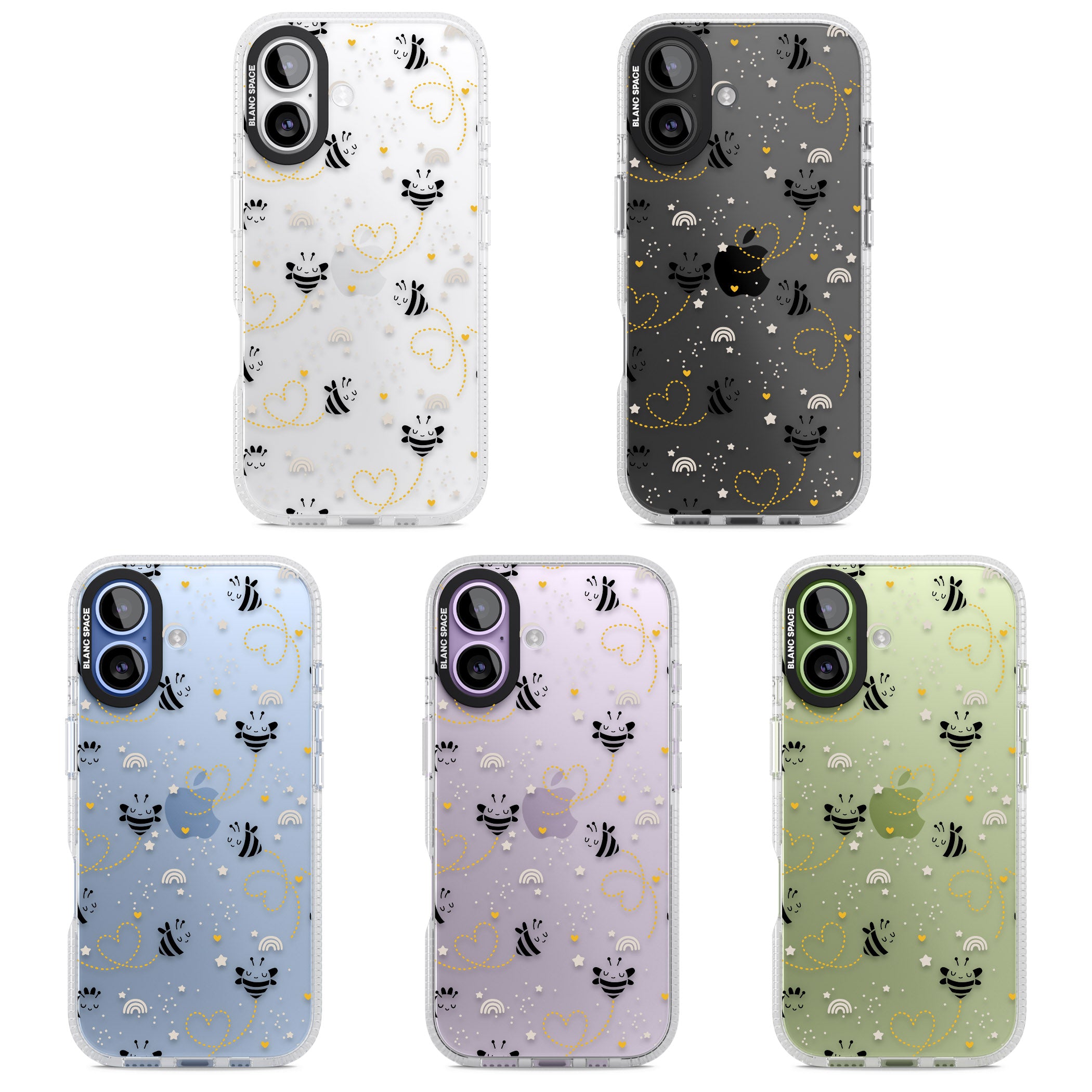 Bee Hearts Pattern iPhone 17 Impact Air Clear Phone Case APT Impact Protection