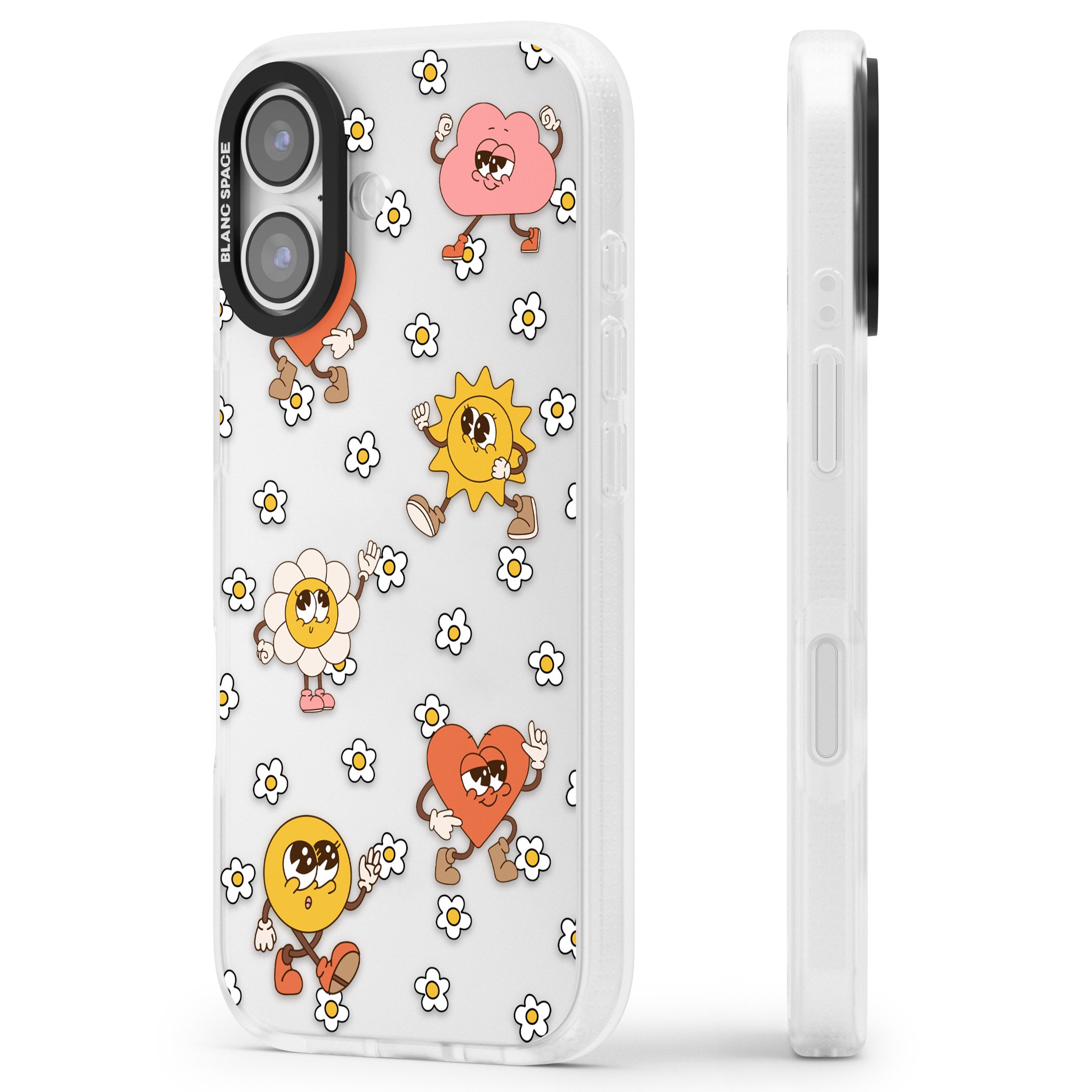 Daisies & Friends iPhone 17 Impact Air Clear Phone Case Side Profile