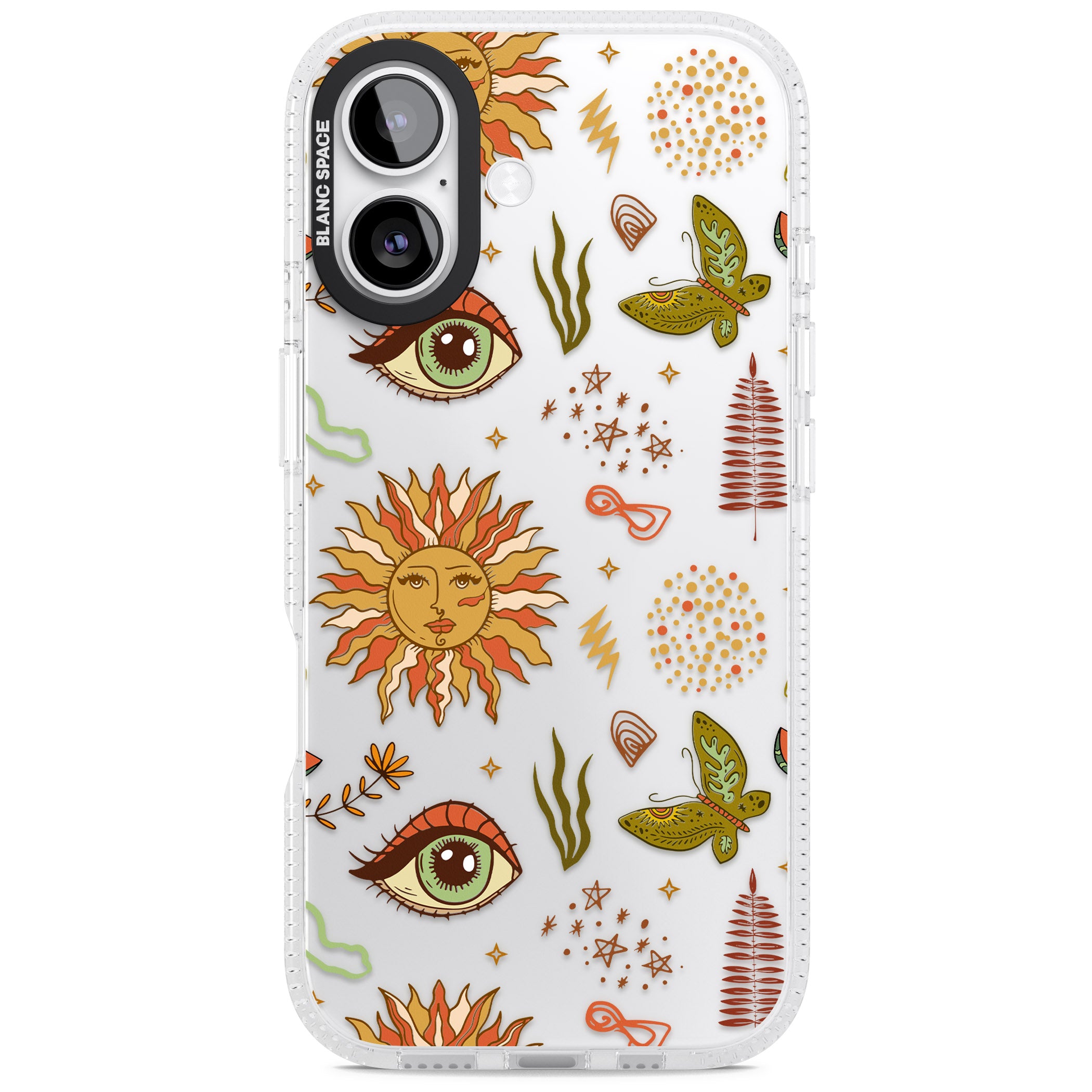 Boho Celestial Sun & Eye Pattern iPhone 17 Impact Air Clear Phone Case