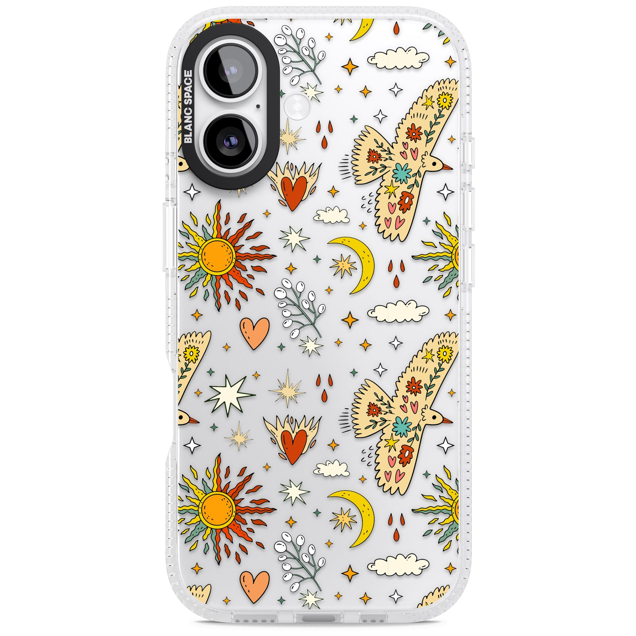 Boho Celestial Floral Bird Sun iPhone 17 Impact Air Clear Phone Case