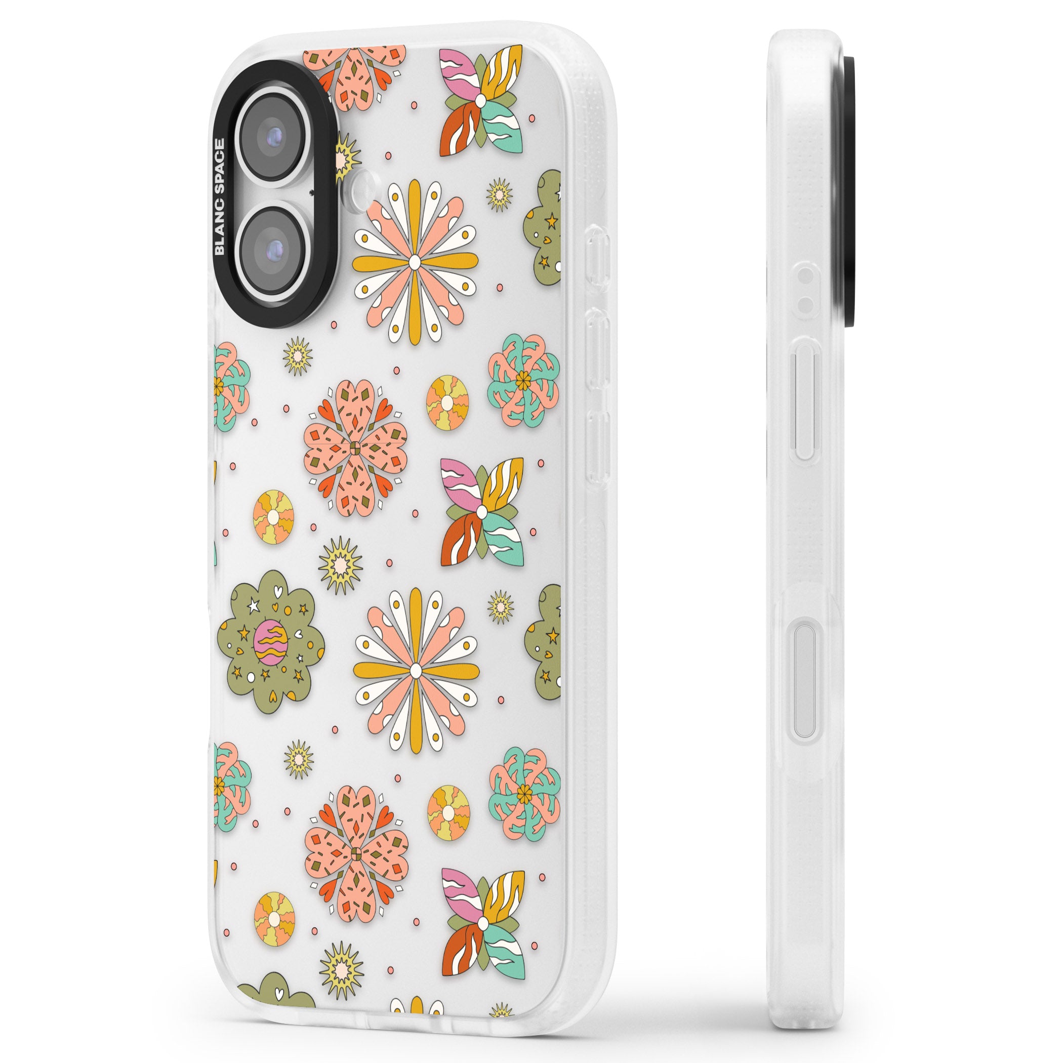 Boho Celestial Psychedelic Floral iPhone 17 Impact Air Clear Phone Case Side Profile