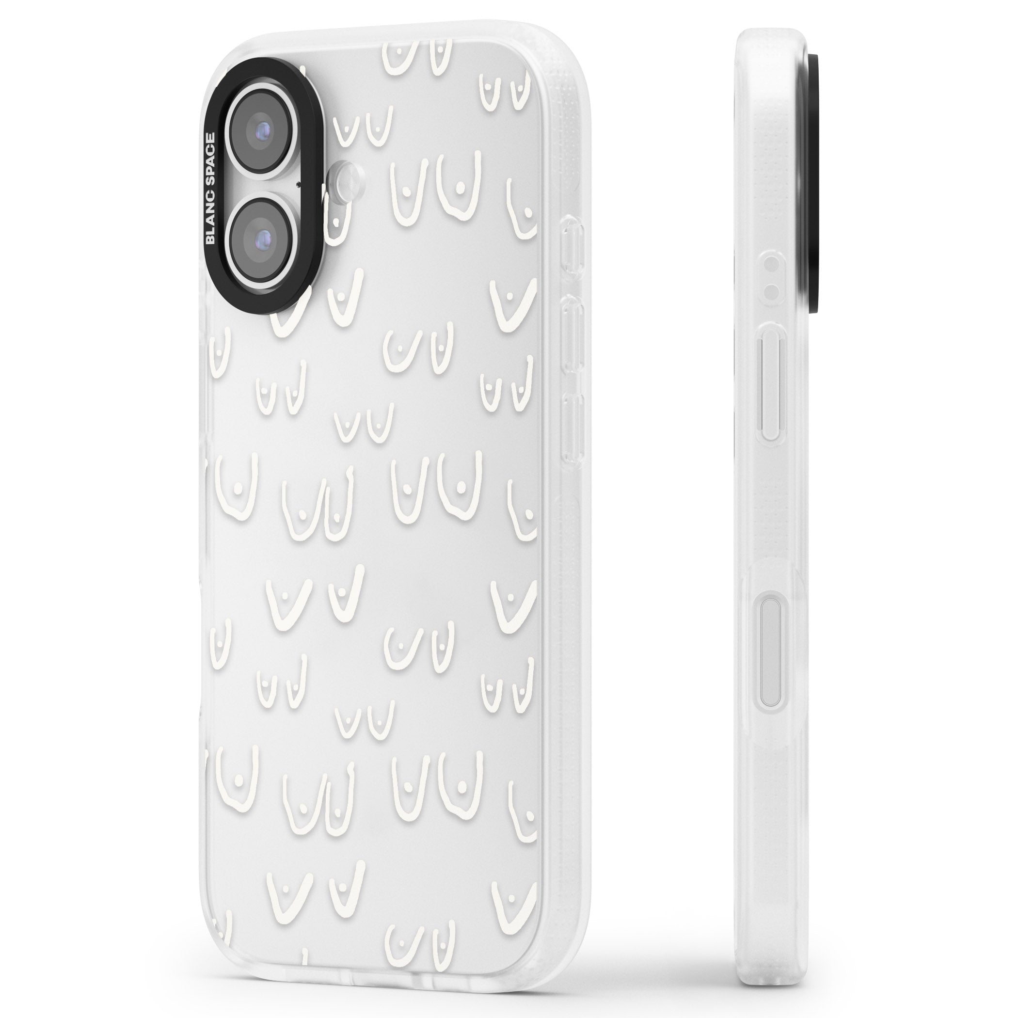 Boob Pattern (White) iPhone 17 Impact Air Clear Phone Case Side Profile