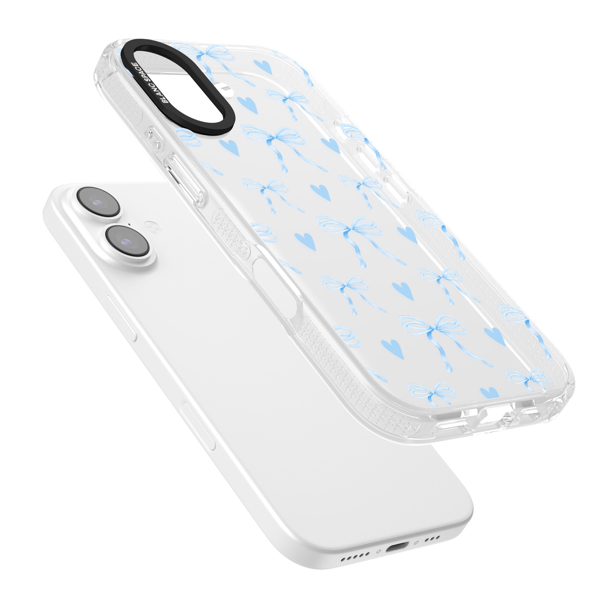 Blue Bows & Hearts iPhone 17 Impact Air Clear Phone Case Colours
