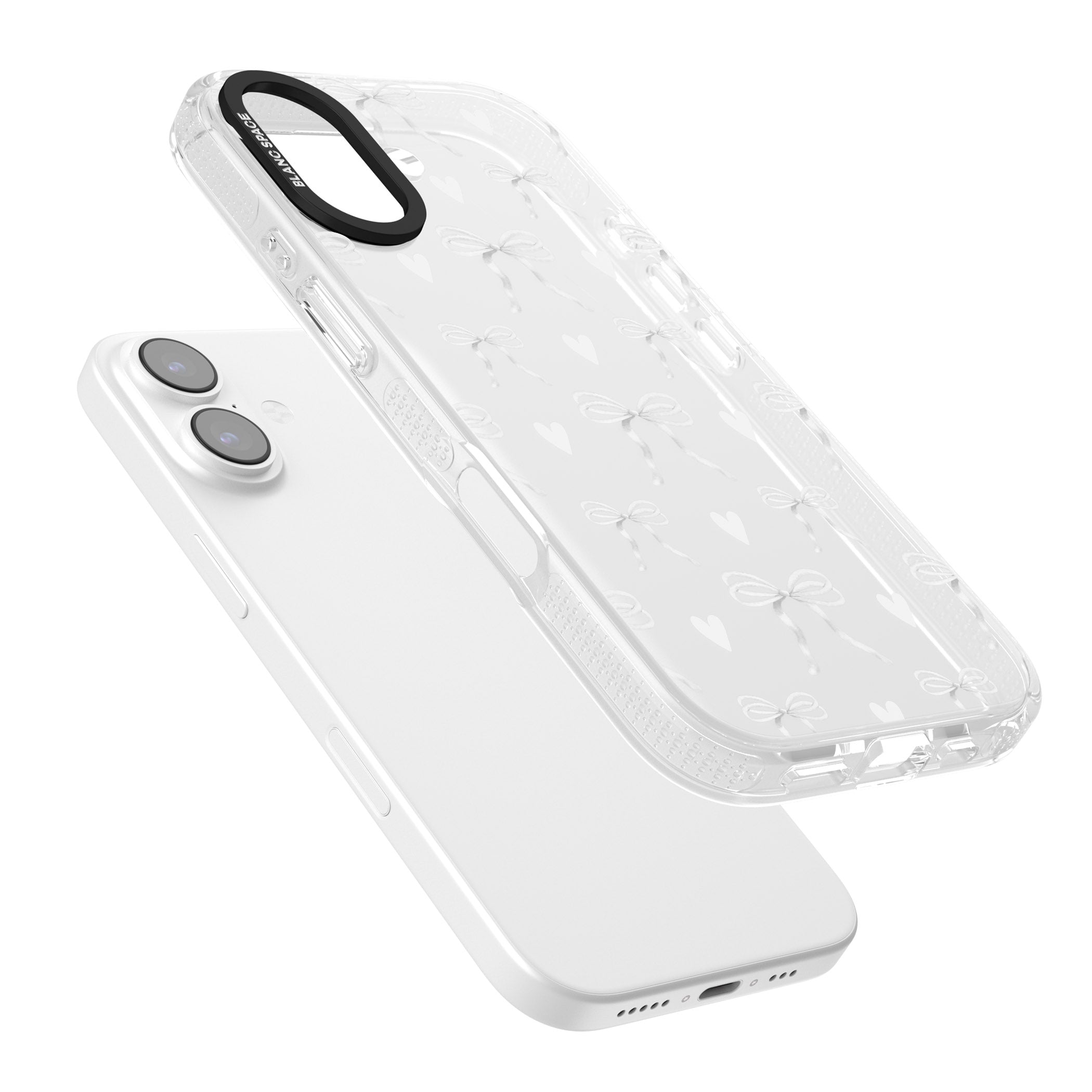 White Bows & Hearts iPhone 17 Impact Air Clear Phone Case Colours