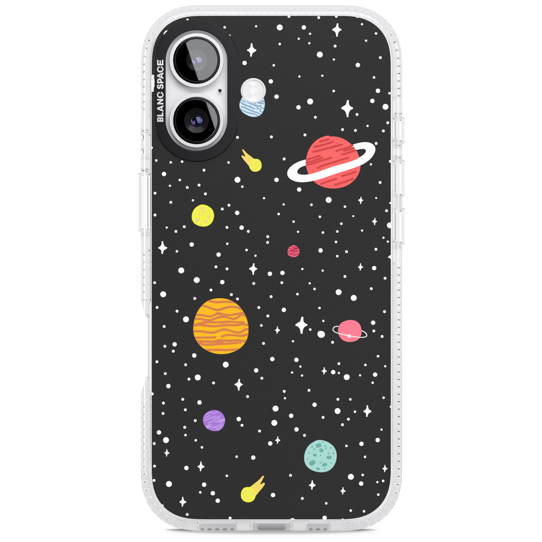 Cute Cartoon Planets iPhone 17 Impact Air Clear Phone Case
