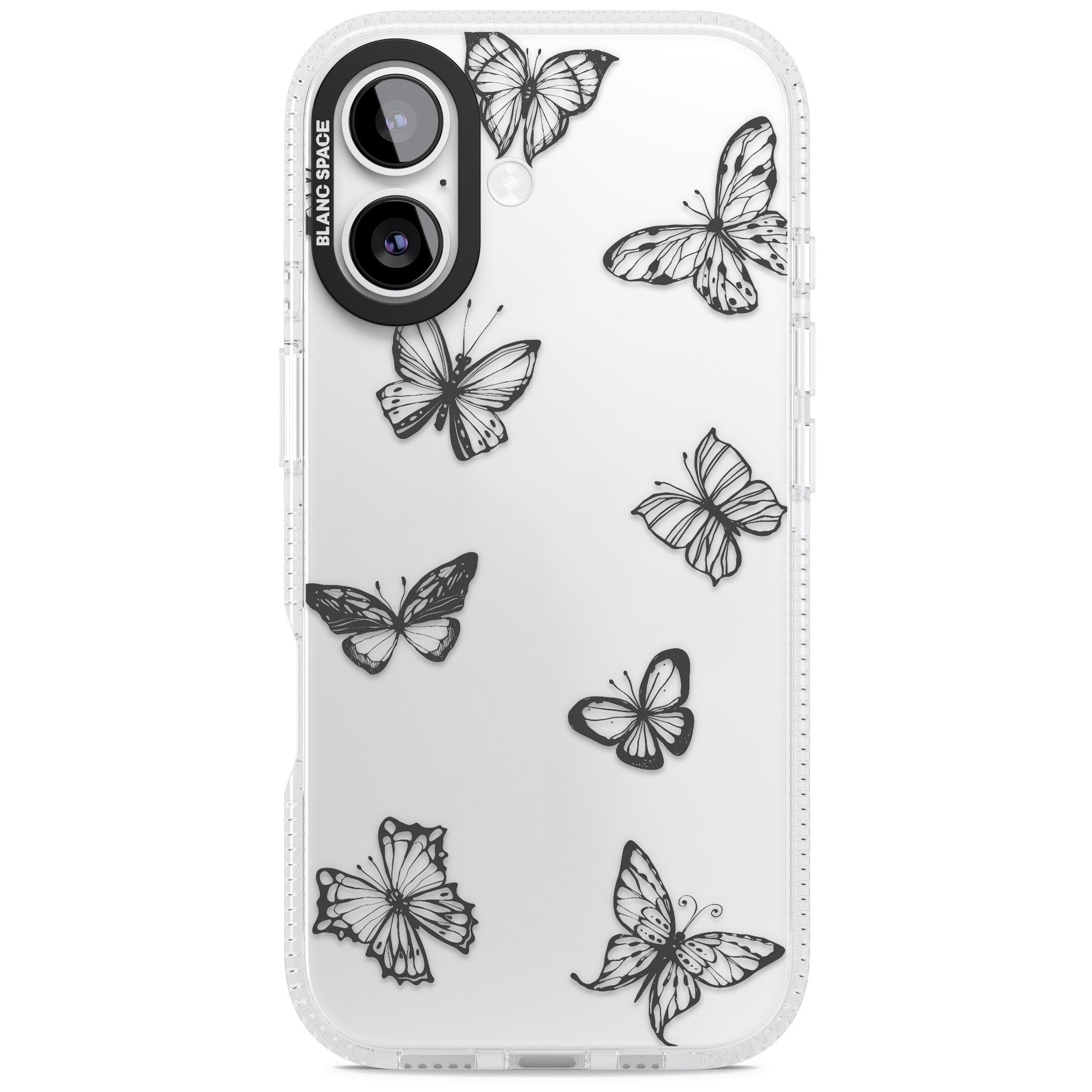Grey Butterfly Line Pattern iPhone 17 Impact Air Clear Phone Case