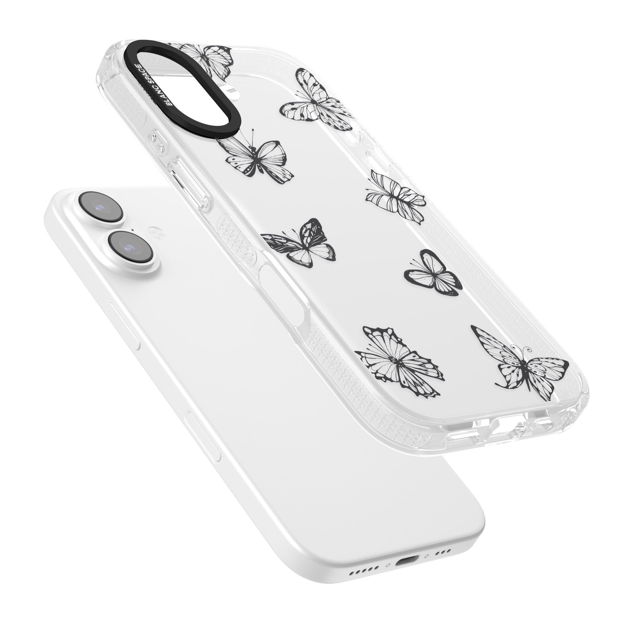 Grey Butterfly Line Pattern iPhone 17 Impact Air Clear Phone Case Colours