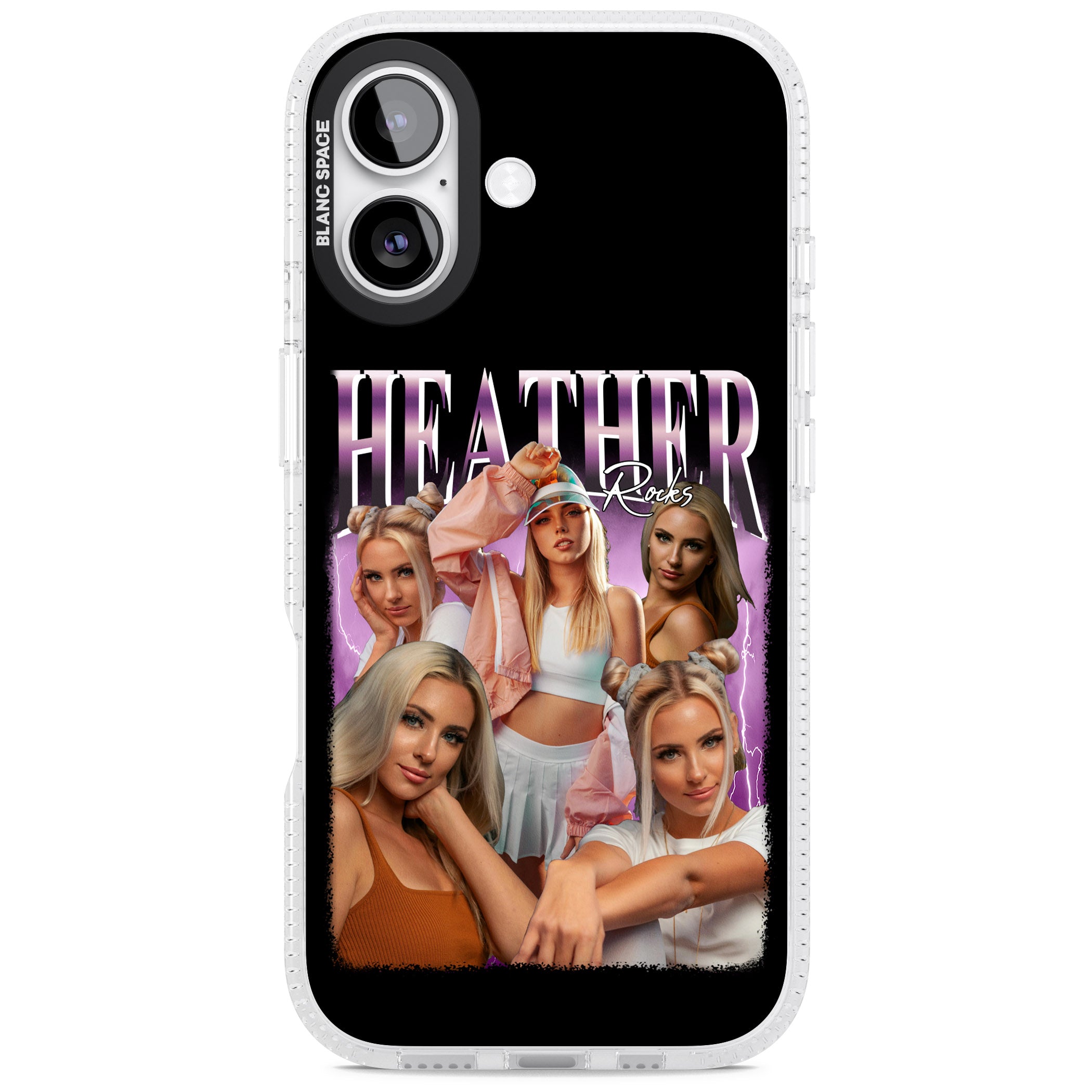Personalised Airbrush Name & Photo Collage (Pink) iPhone 17 Impact Air Clear Phone Case