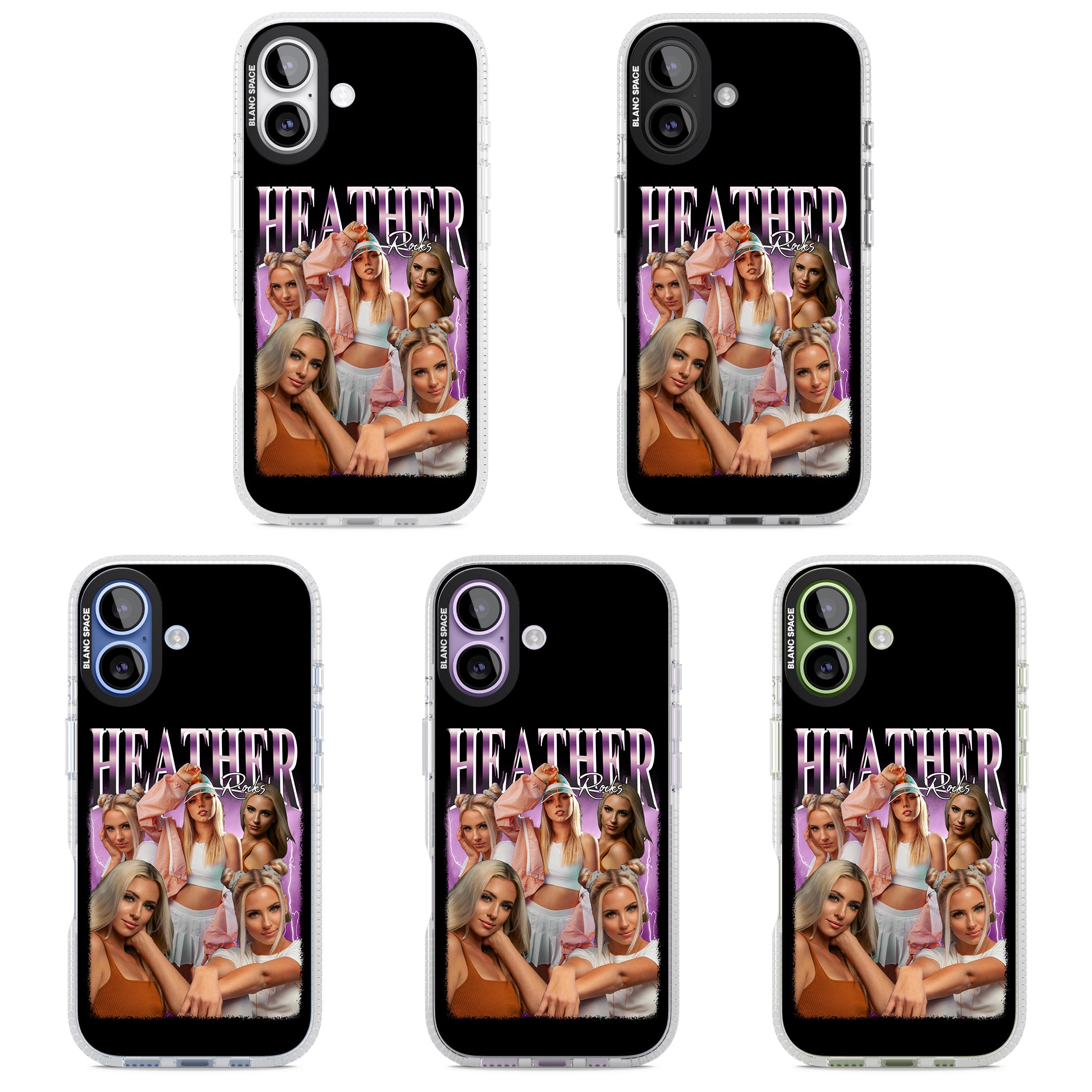 Personalised Airbrush Name & Photo Collage (Pink) iPhone 17 Impact Air Clear Phone Case APT Impact Protection